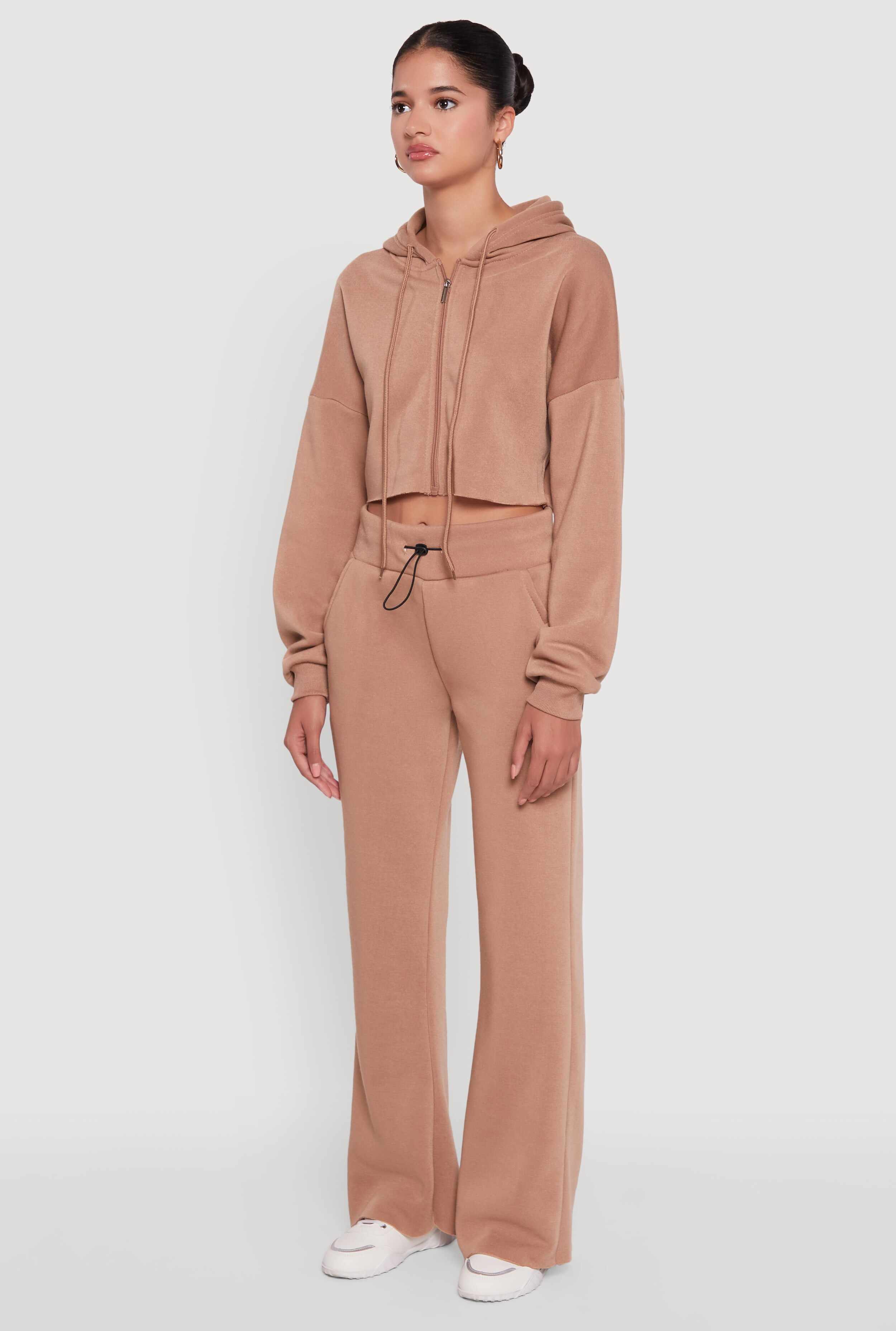 Long Sleeve Zip Front Cropped Hoodie