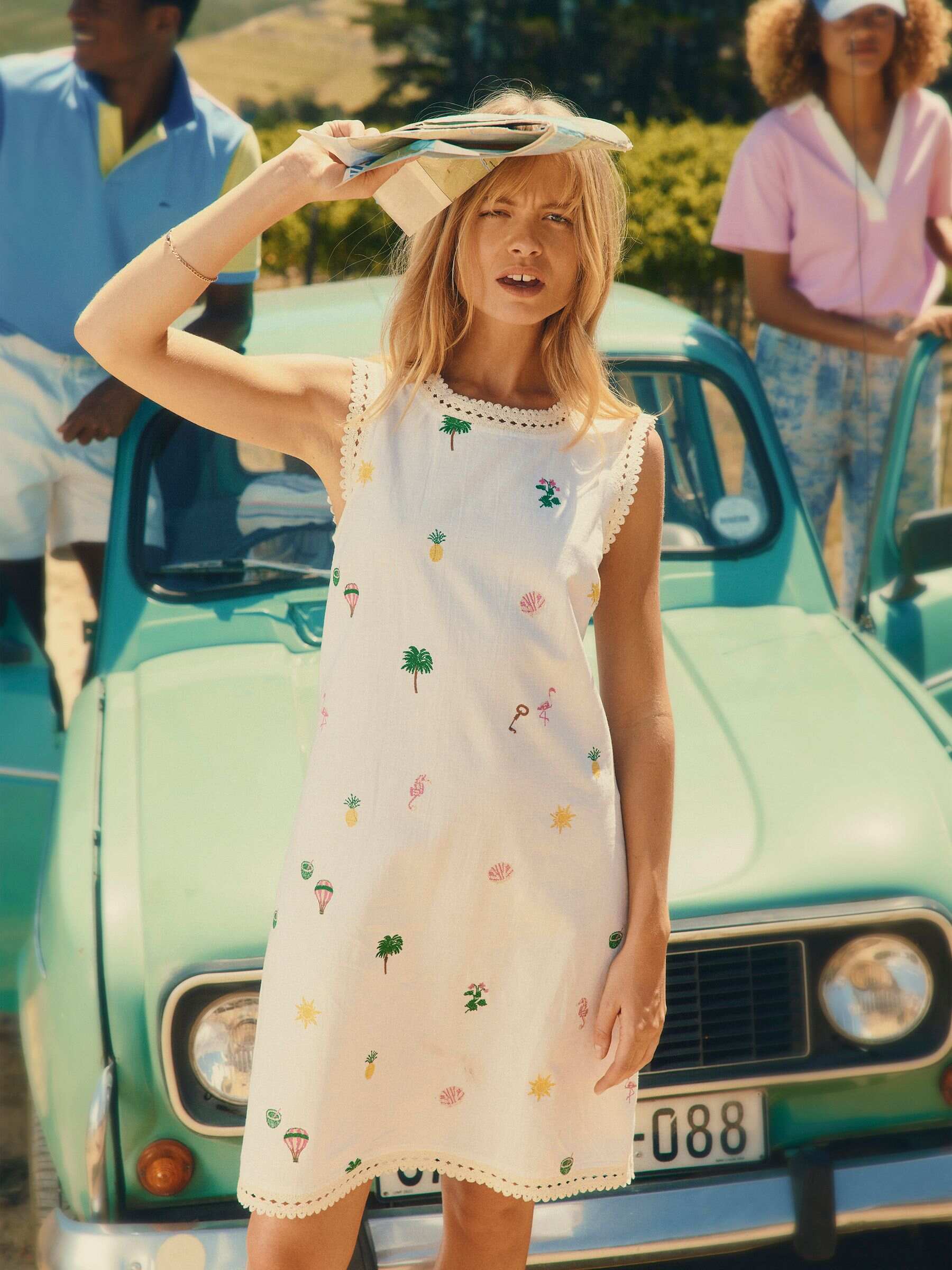 Cream Aileen 100% Cotton Sleeveless Shift Dress