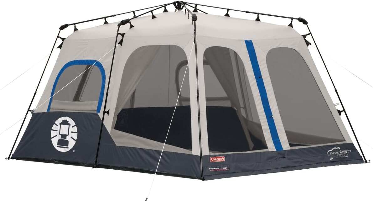 Coleman Camping Tent with Instant Setup, 4/6/8/10 Person Weatherproof Tent with WeatherTec Technology, Double-Thick Fabric, and Included Carry Bag, Sets Up in 60 Seconds