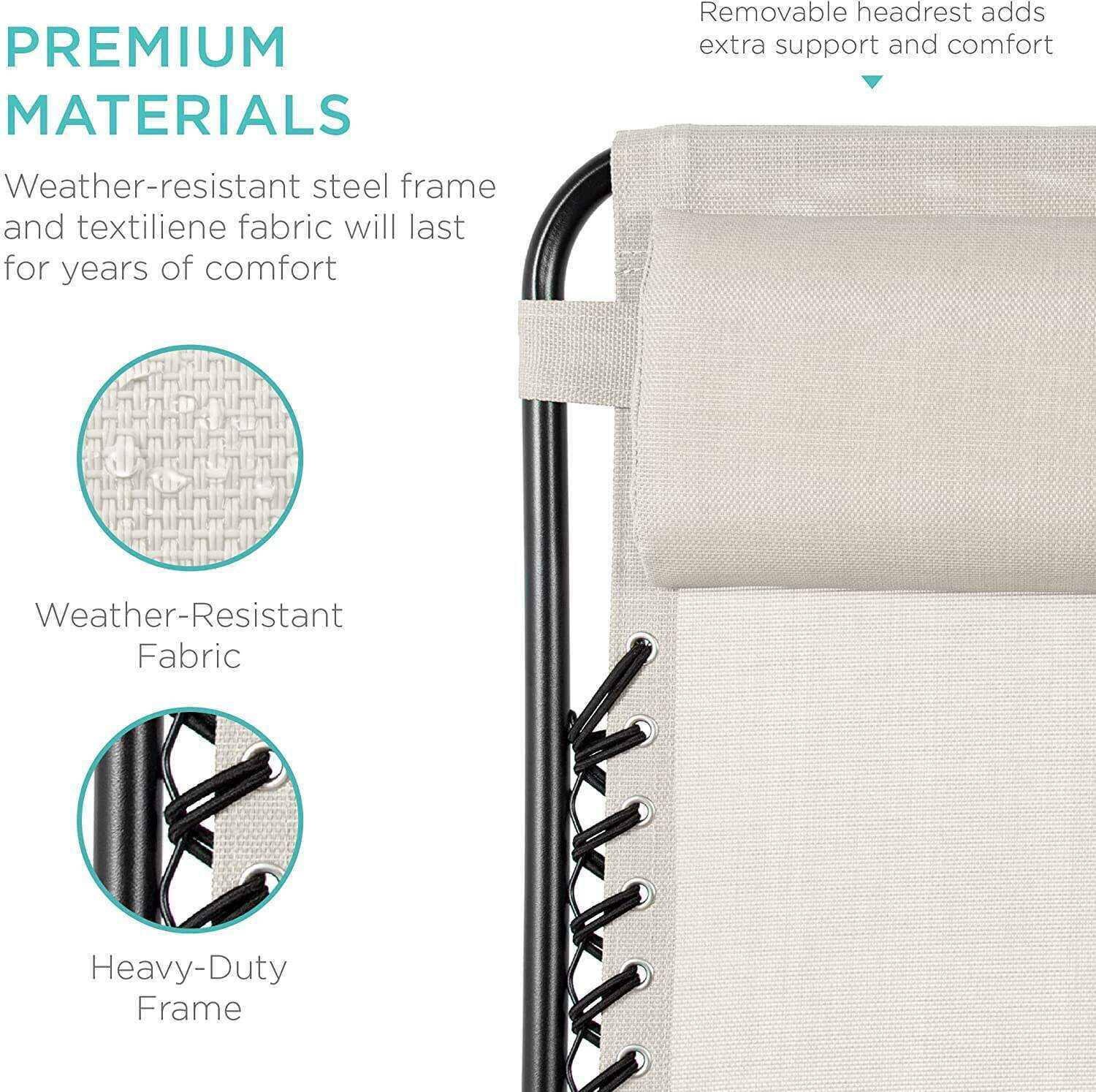 Set of 2 Adjustable Steel Mesh Zero Gravity Lounge Chair Recliners w/Pillows and Cup Holder Trays