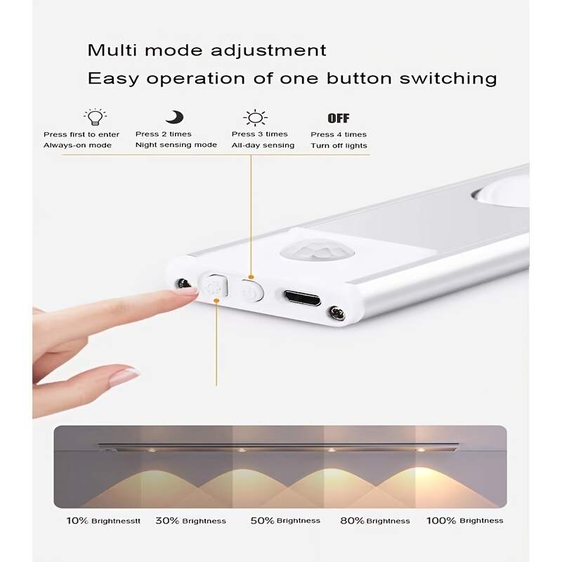 1pc Ultra-thin LED Human Body Sensor Light Rechargeable Cabinet Light Strip
