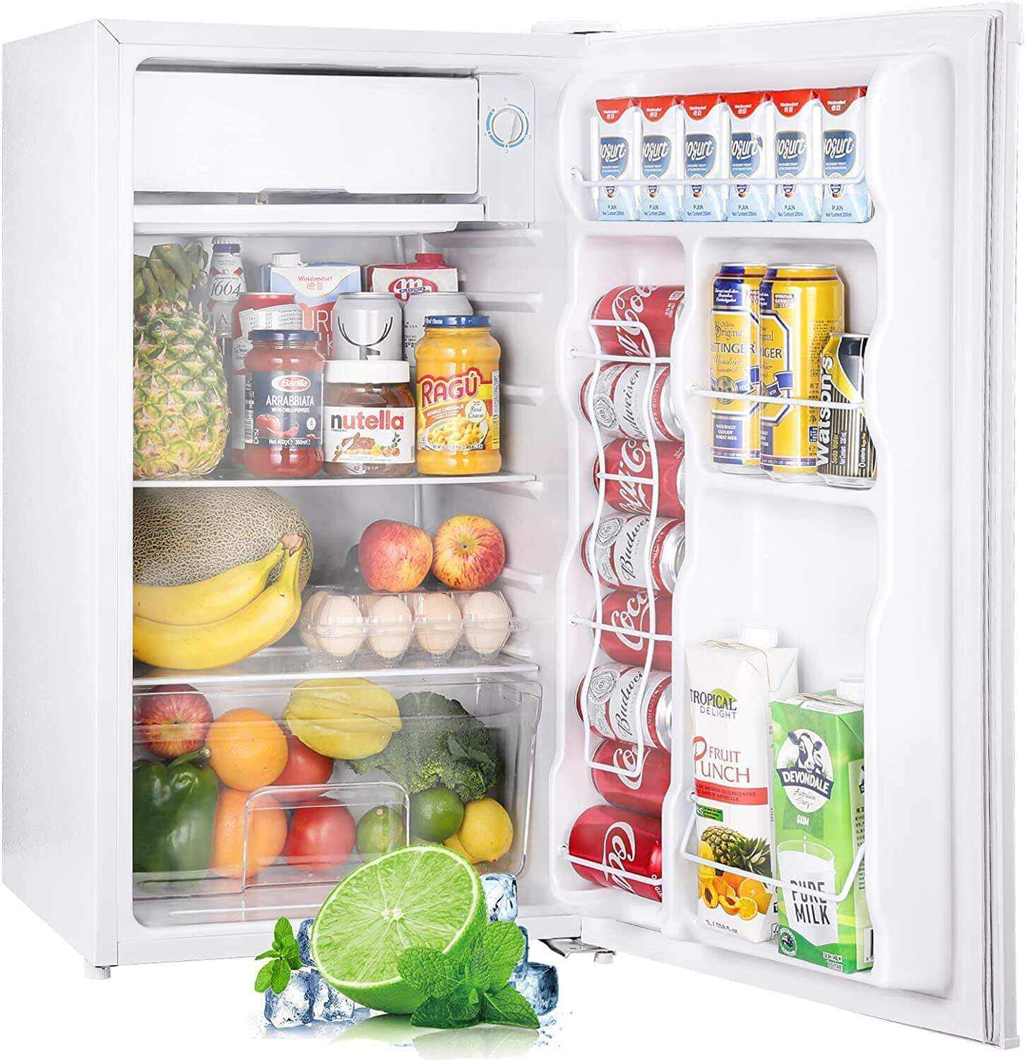Upstreman 3.2 Cu.Ft Mini Fridge with Freezer, Single Door, Adjustable Thermostat, Refrigerator for Dorm, Office, Bedroom, Black-BR321