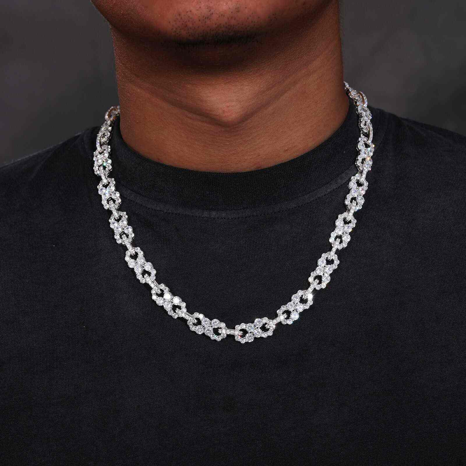 Test10mm S925 1 Row Moissanite Infinity Cuban Link Chain