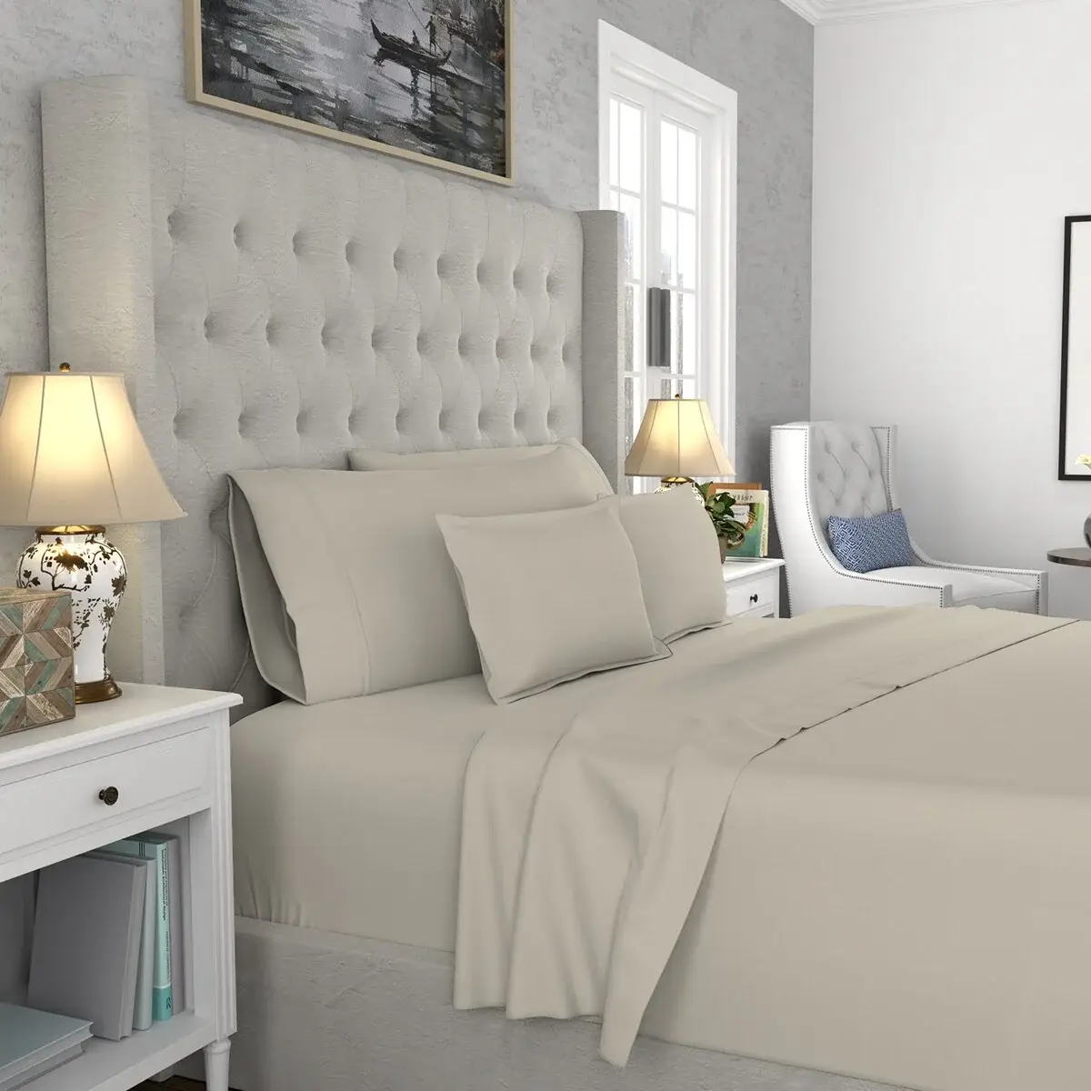 Color Sense 1200TC Premium Cotton-Blend Wrinkle-Resistant Sheet Set