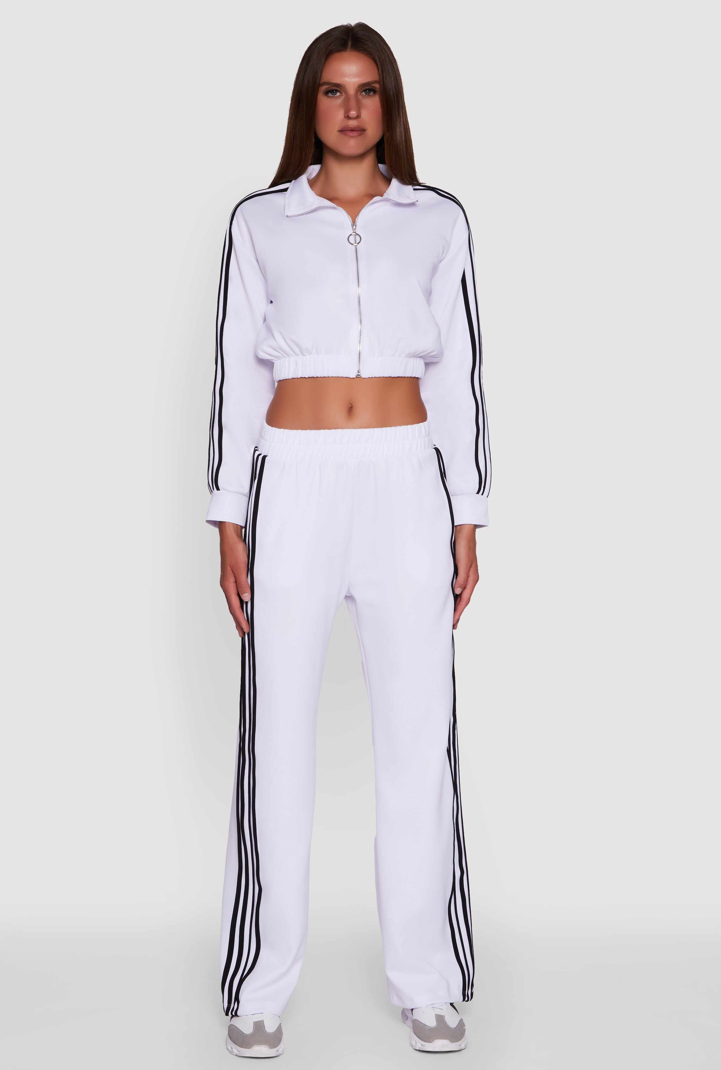 Contrast Trim Wide Leg Track Pants