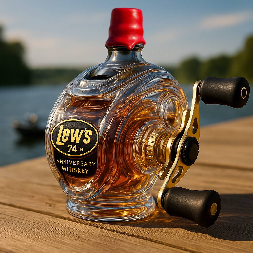 Lew’s 74th Anniversary Baitcasting Reel Whiskey Bottle