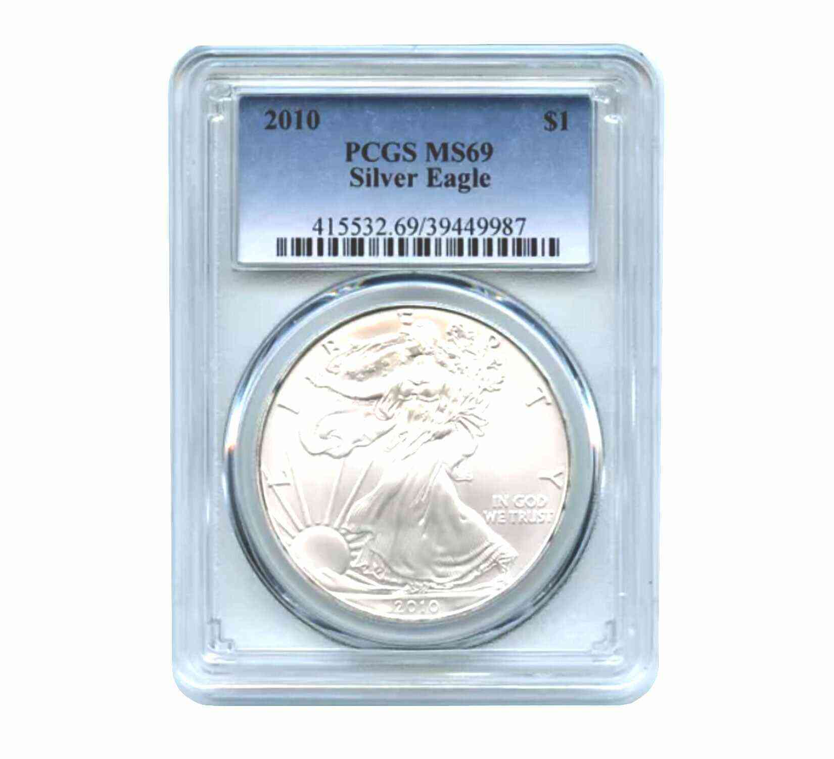 2010 $1 American Silver Eagle MS69 PCGS