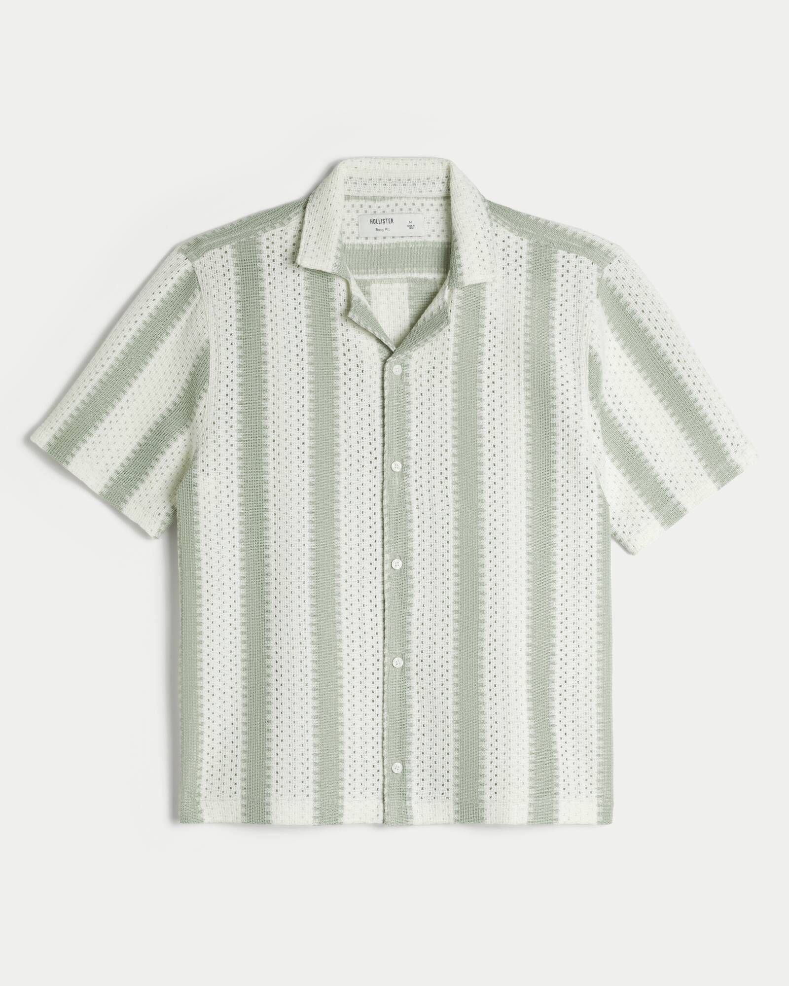 Boxy Short-Sleeve Crochet-Style Shirt