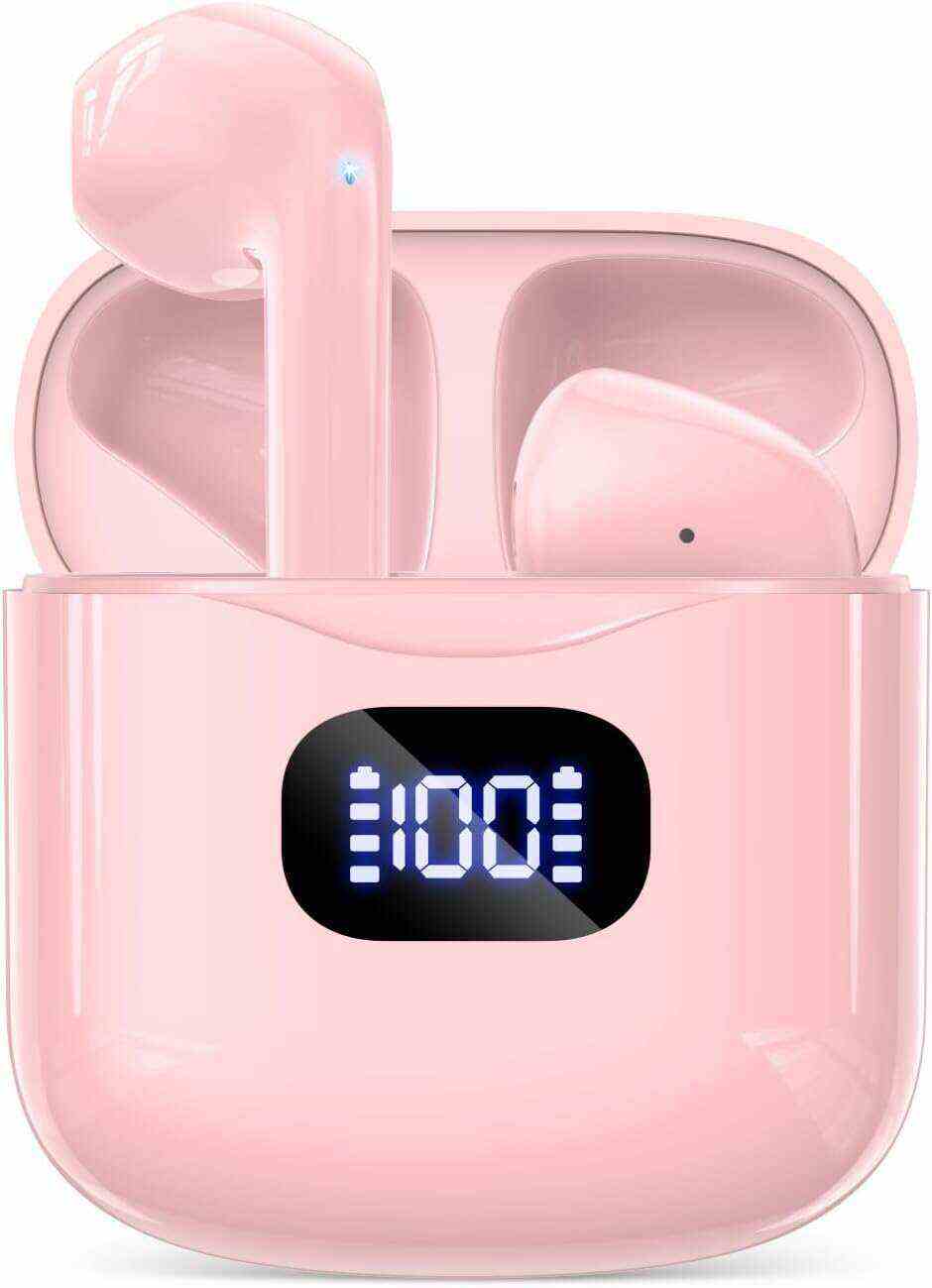 Wireless Earbuds, Bluetooth 5.3 Headphones 40Hrs Playtime with Charging Case, IPX5 Waterproof Stereo in-Ear Earphones with Microphone for iOS Android Cell Phone Sports Workout, Black