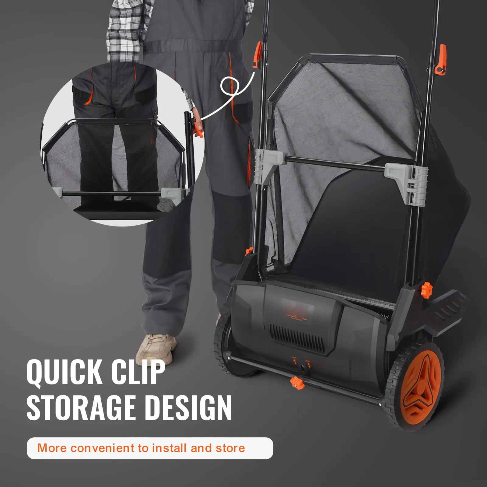 【Flash Sale】Push Lawn Sweeper, 21inch Leaf & Grass Collector, Heavy Duty Thickened Steel Durable to Use with Large Capacity 3.5 cu. ft. Mesh Collection Hopper Bag, 2 Spinning Brushes