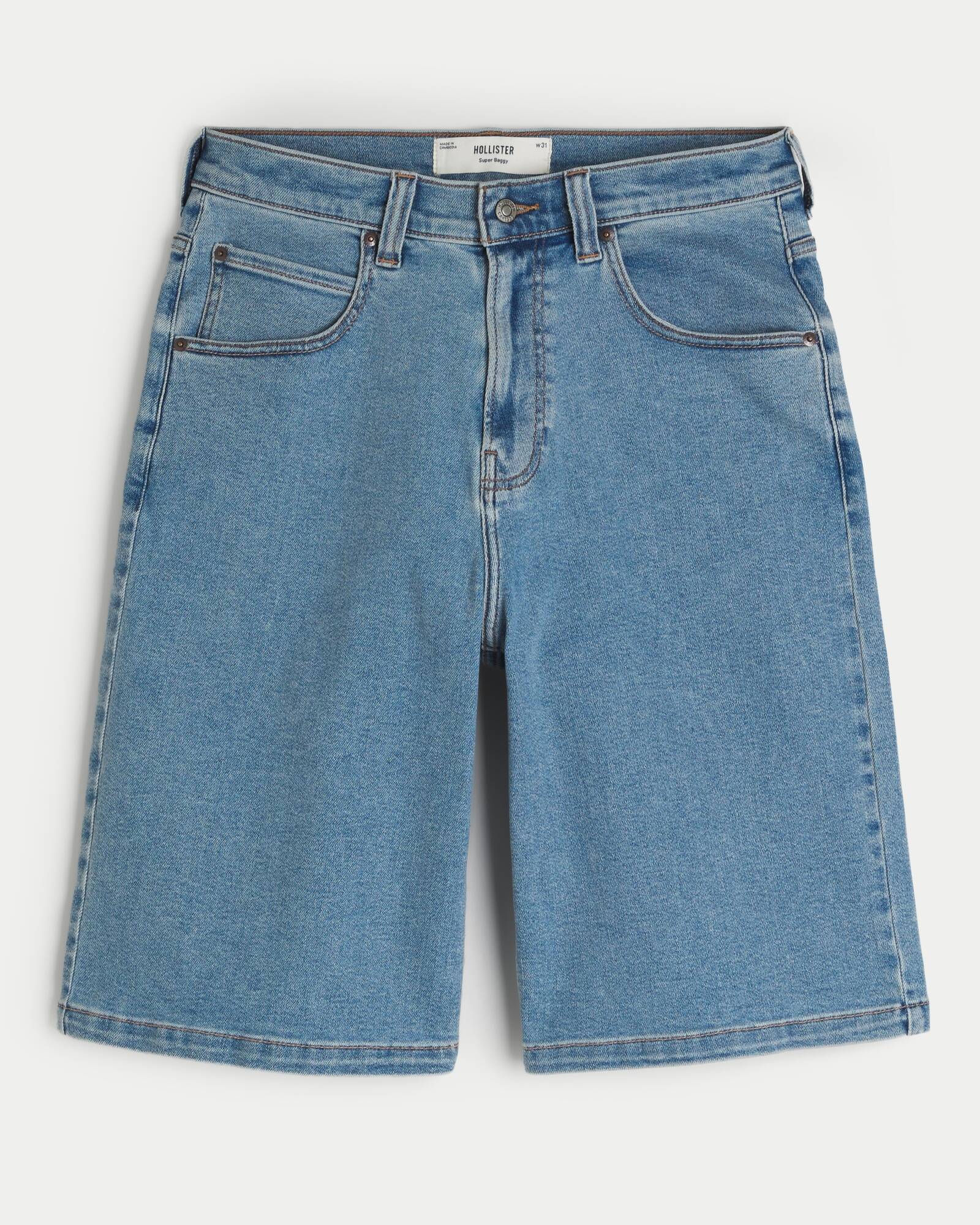 Washed Black Cat Graphic Super Baggy Denim Shorts