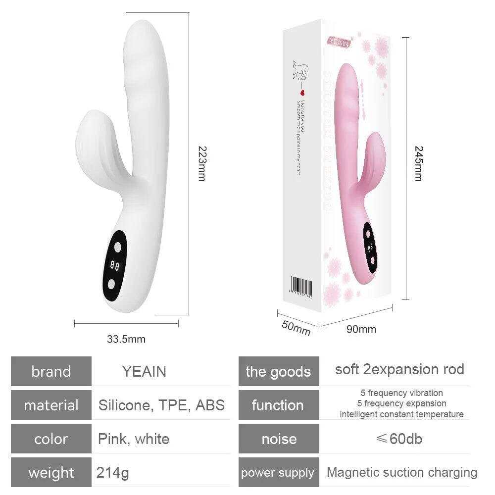 Soft and Cute Clitoris Stimulation Wand with LCD Display for Women Flexible Vibrating Insertion AV Pleasure Toys for Women