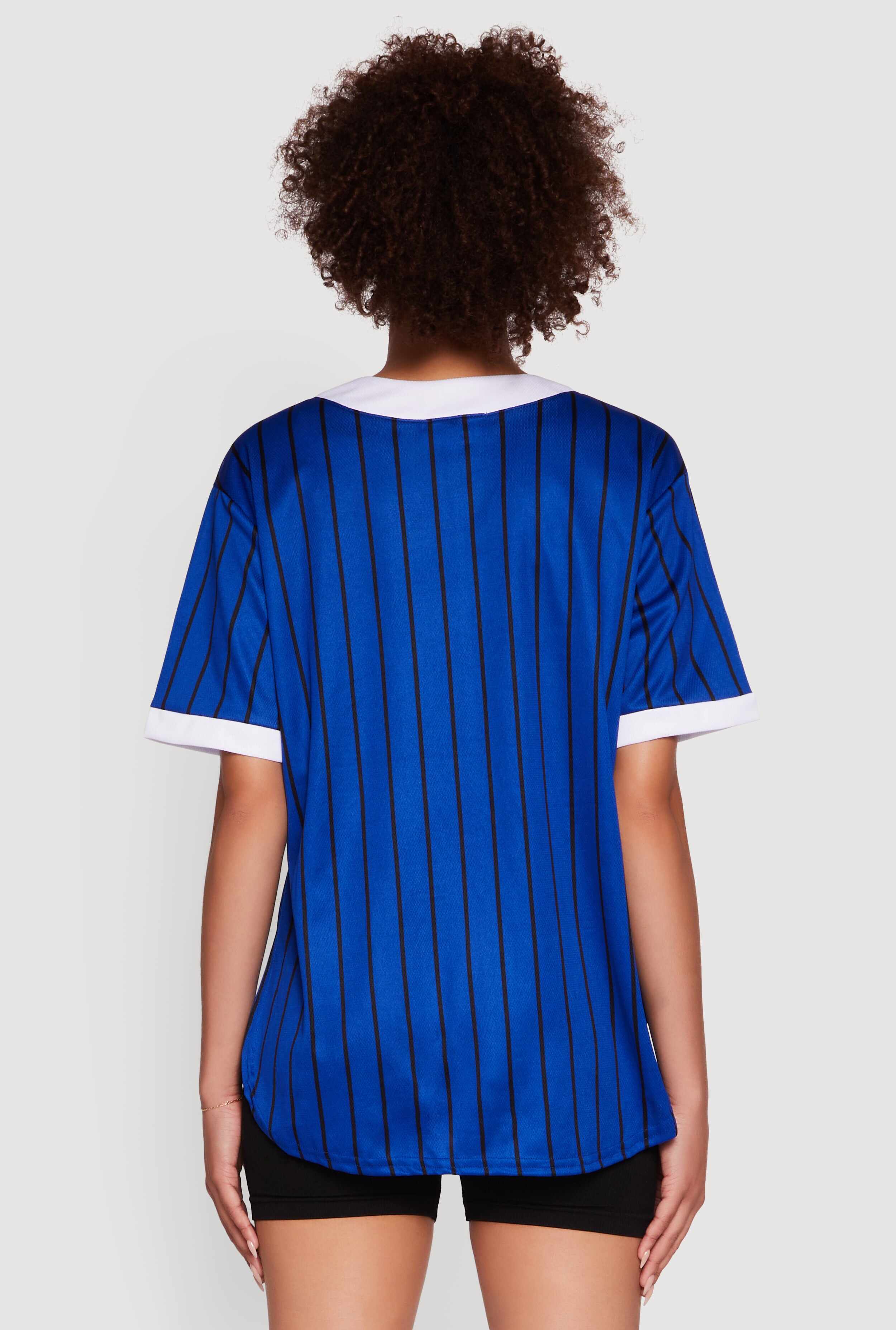 Trendy Striped Love Graphic Baseball Jersey