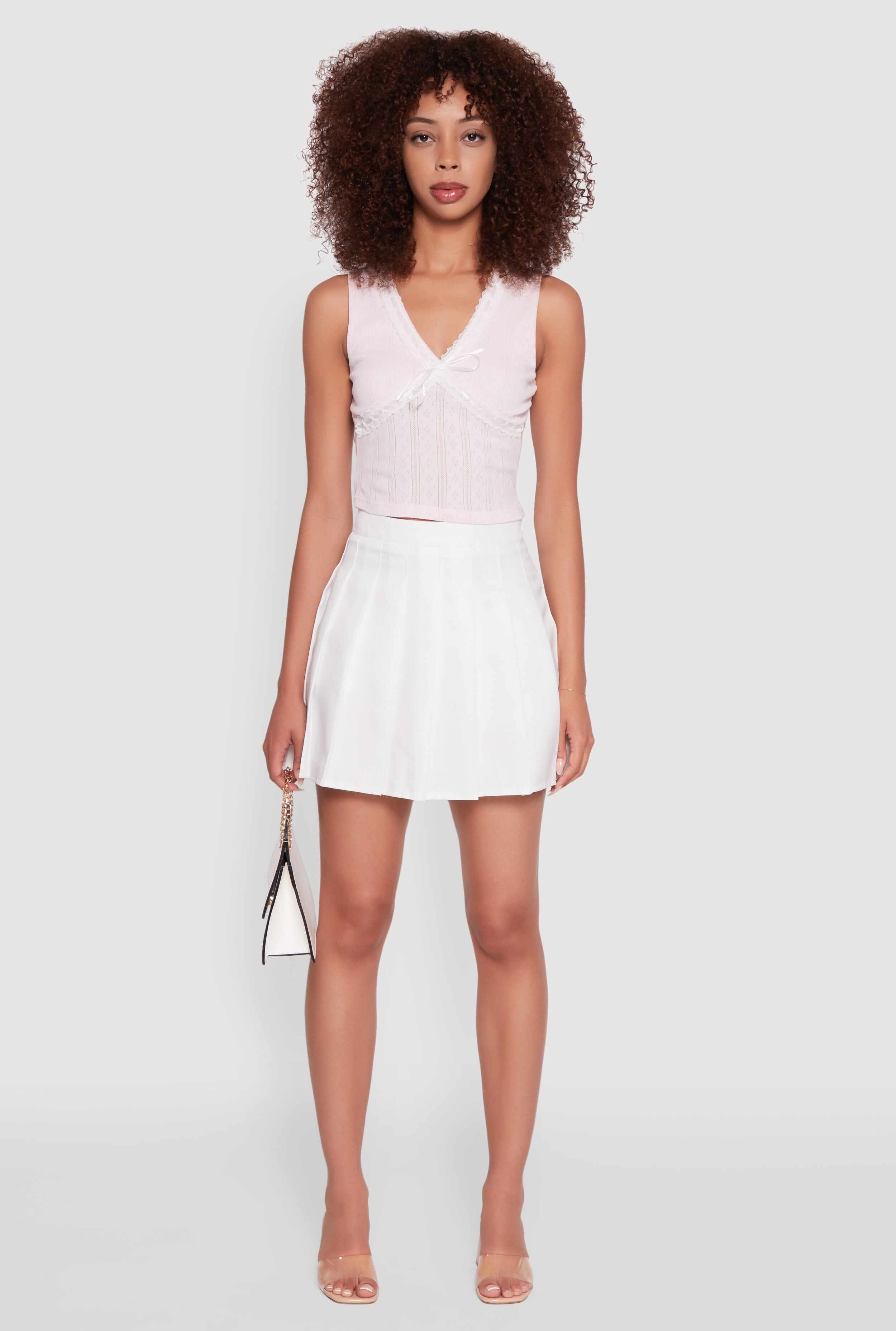 Blashe Ribbon Lace Trim V-Neck Tank Top