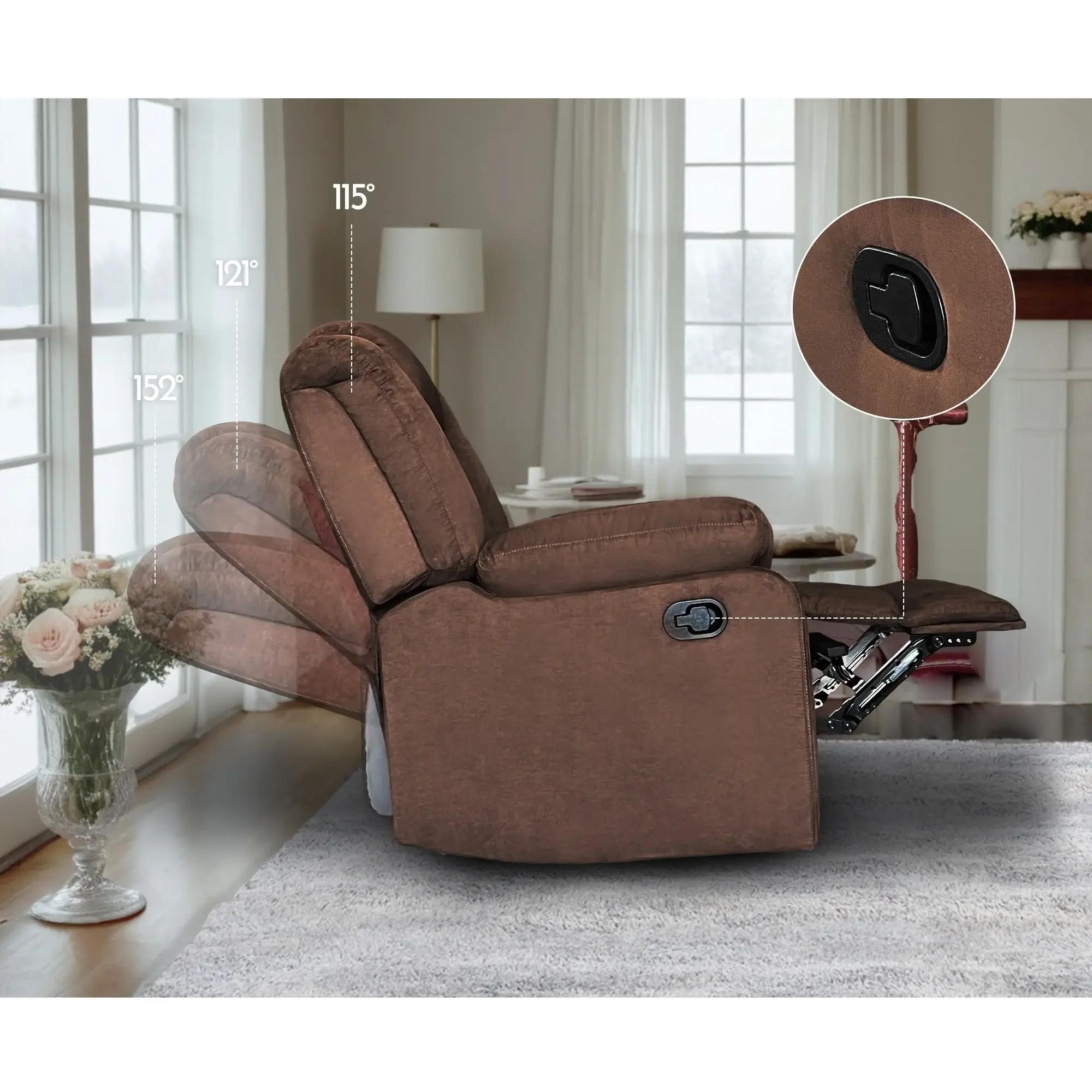 Modern 3-Piece Manual Reclining Living Room Sofa Set with Dropdown Table and Console
