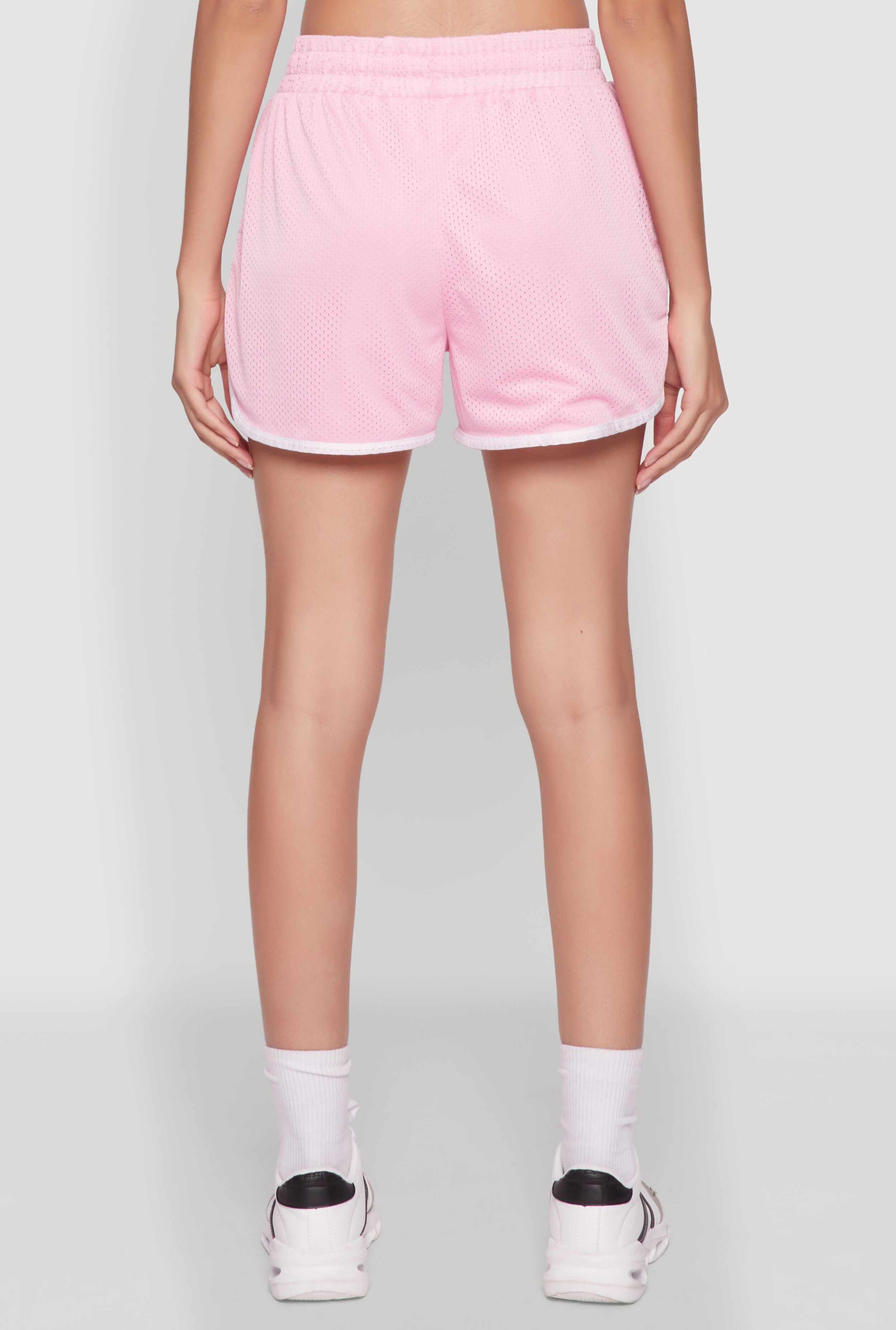 Trendy Jersey Mesh High Waisted Dolphin Shorts