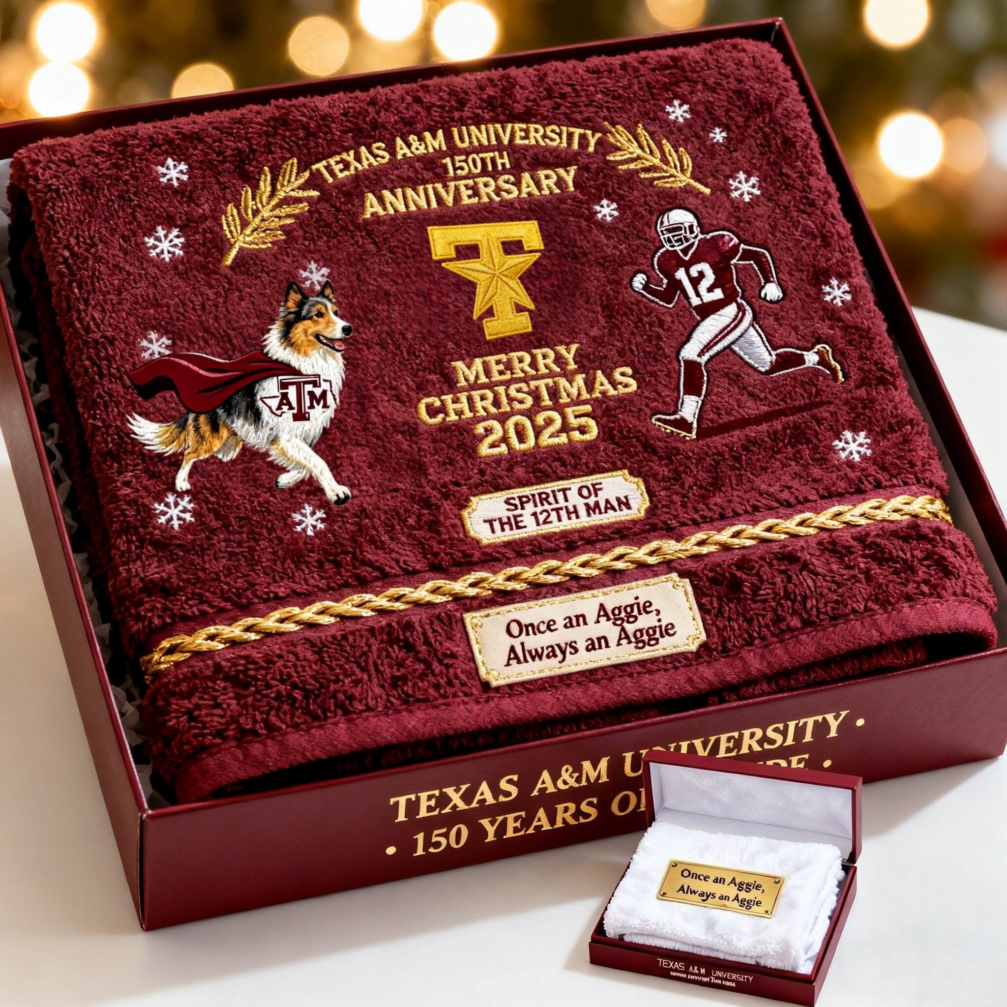 Texas A&M University 150th Anniversary Christmas Towel