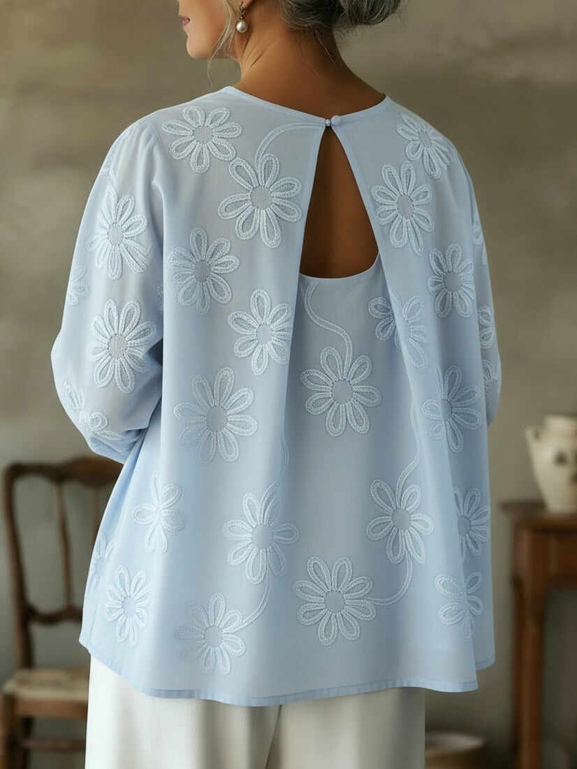 🔥Summer Arrivals🌟Romantic Floral Embroidered Cutout Design Blouse Shirt