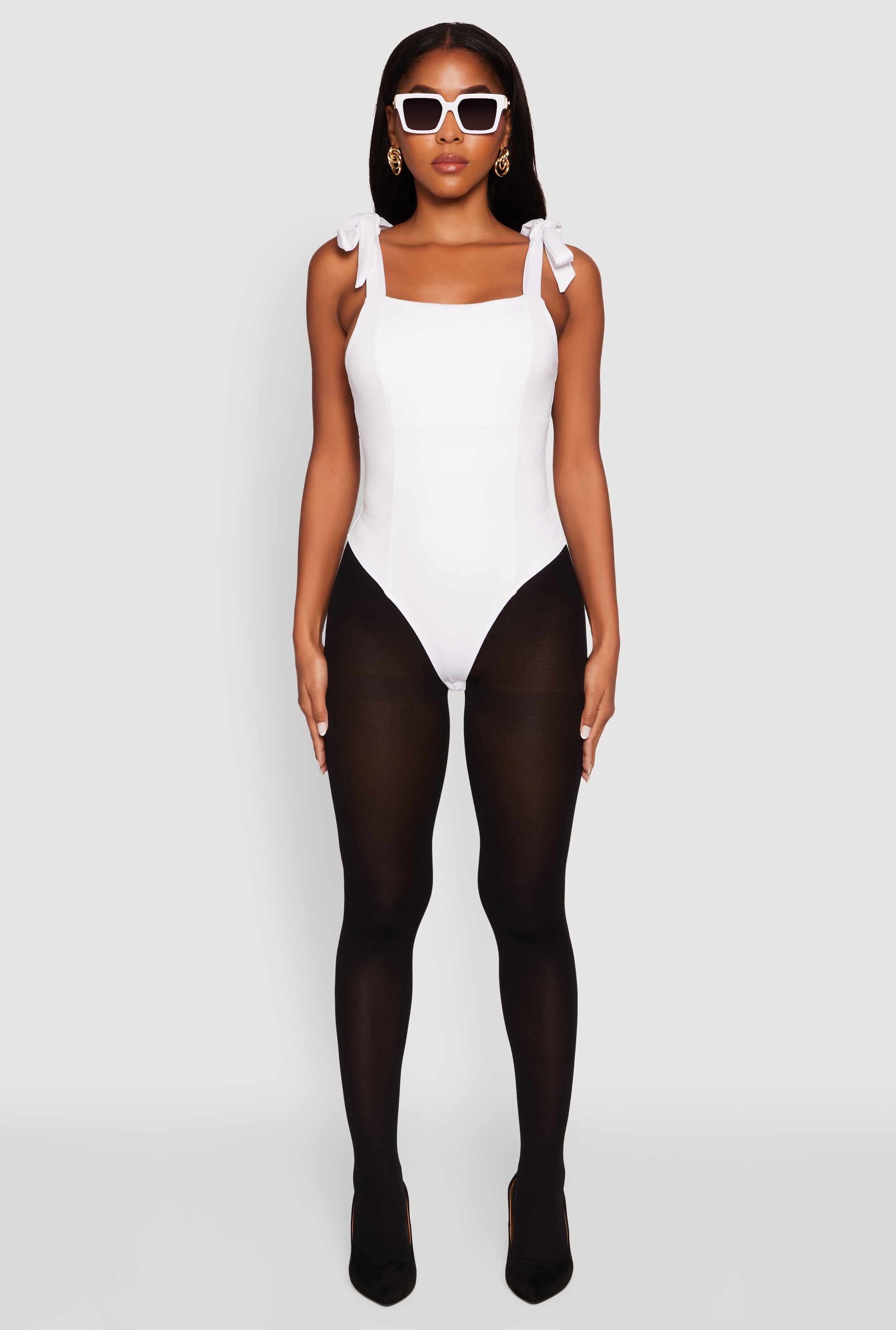 Iris Pintuck Bow Strap Bodysuit