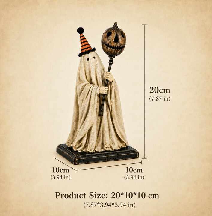 🎃Beleuchtete Vintage-Geisterfigur mit leuchtendem Kürbisstab