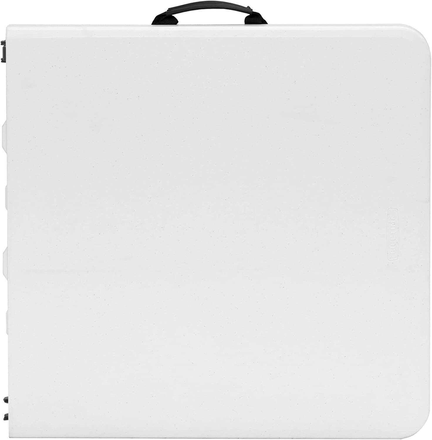 Height Adjustable Craft Camping and Utility Folding Table, 4 Foot, 4'/48 x 24, White Granite