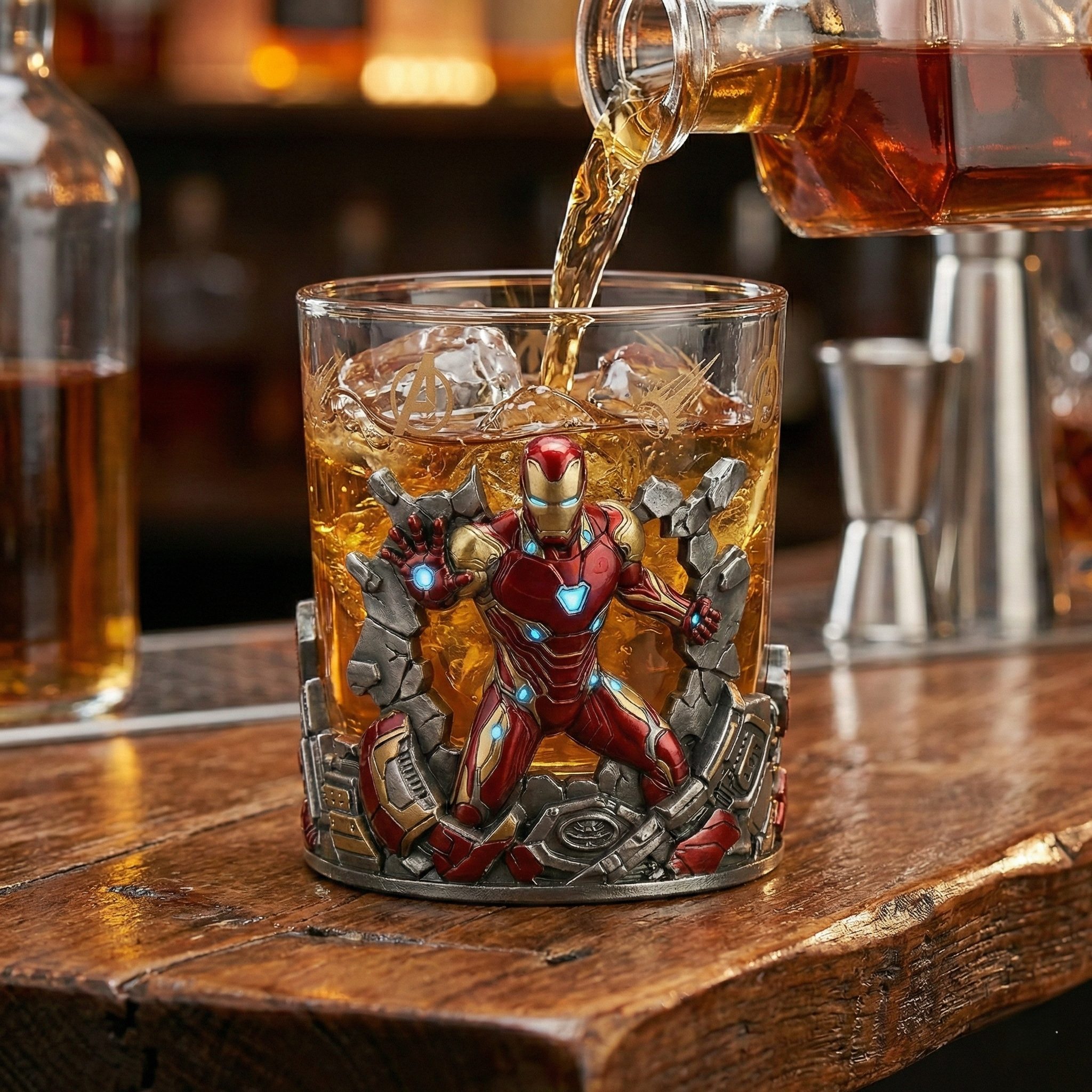 Iron Man Breaching Whiskey Glass
