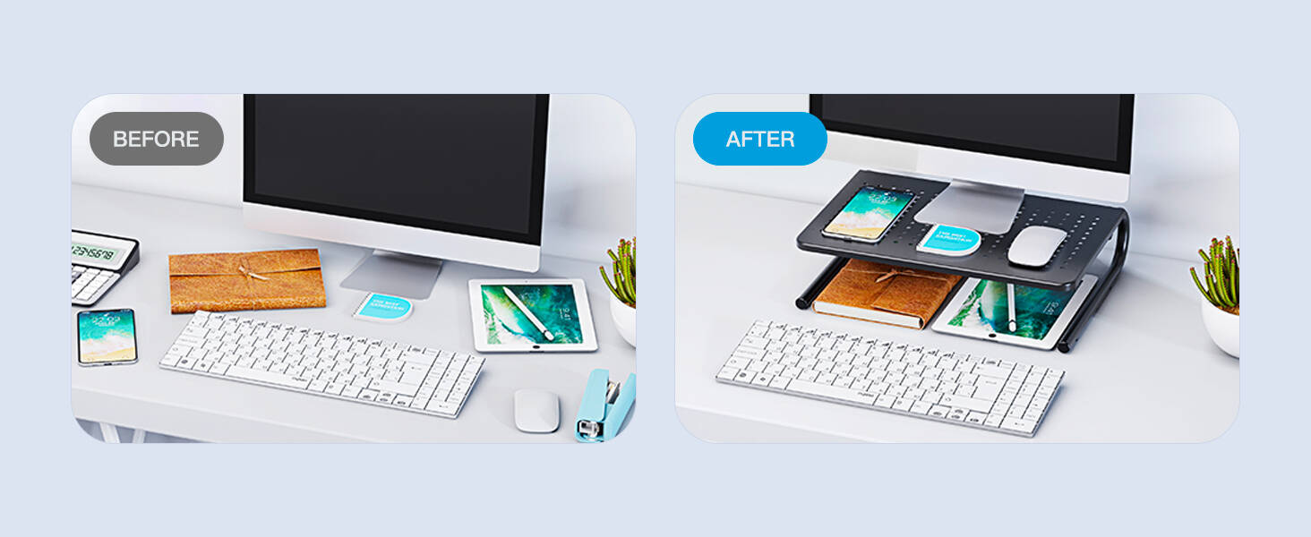 Monitor Stand Riser, Monitor Riser, Laptop Stand for Desk, Laptop Riser, Desk Organizer for Monitor, Laptop Shelf w/Vented for Screen, Computer Stand for Laptop, PC, Printer, for Home & Office