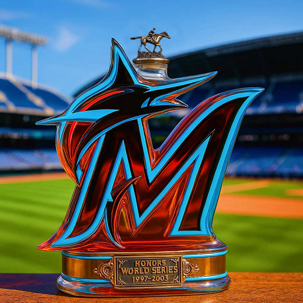 Miami Marlins Championship Limited Edition Whiskey Bottle