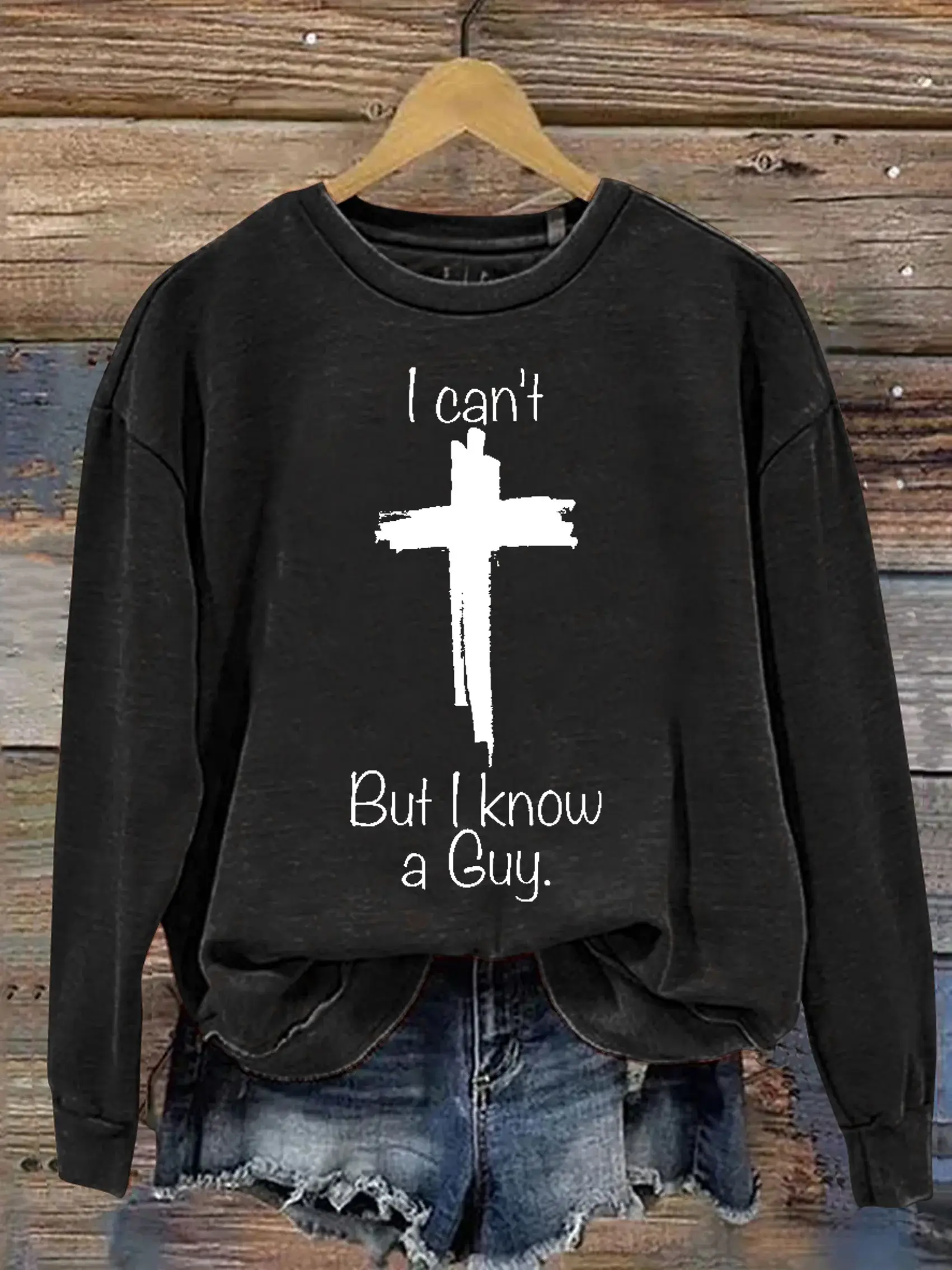 Unisex Women's Men's I Can't But I Know A Guy Verse Religious Faith Outfit Church Christian Print Casual Hoodie