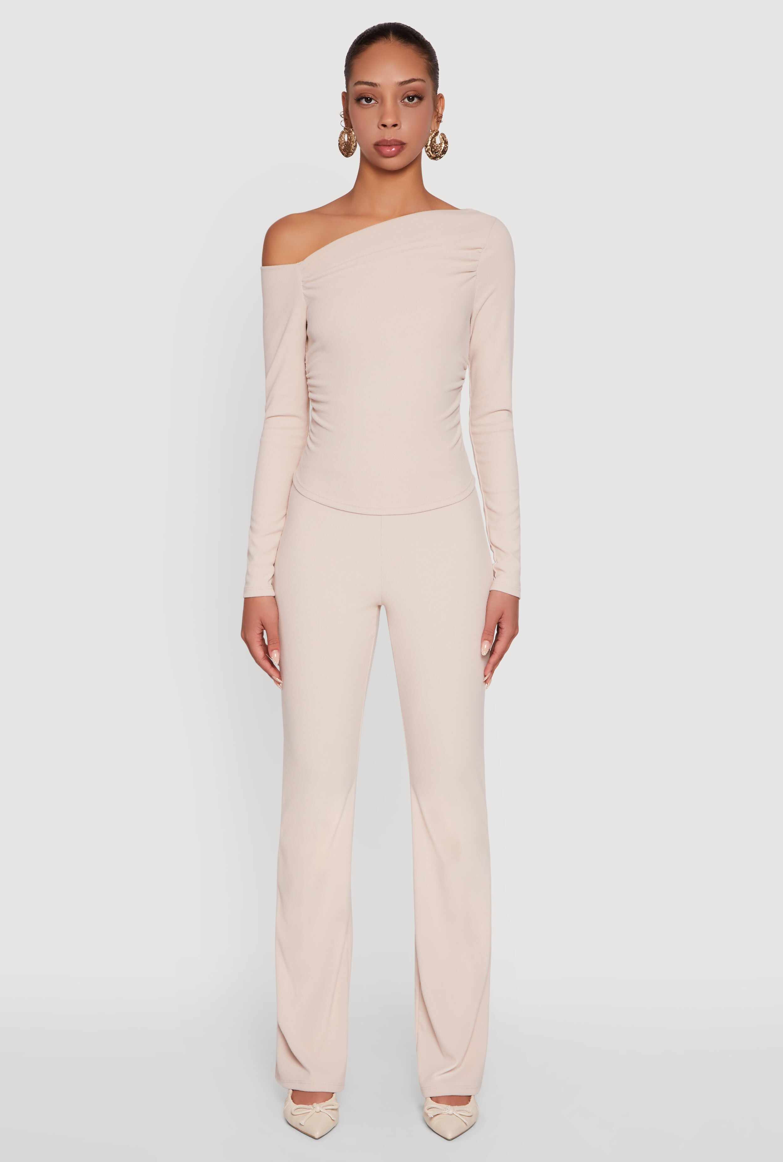 Brushed Knit Pull On Dress Pants