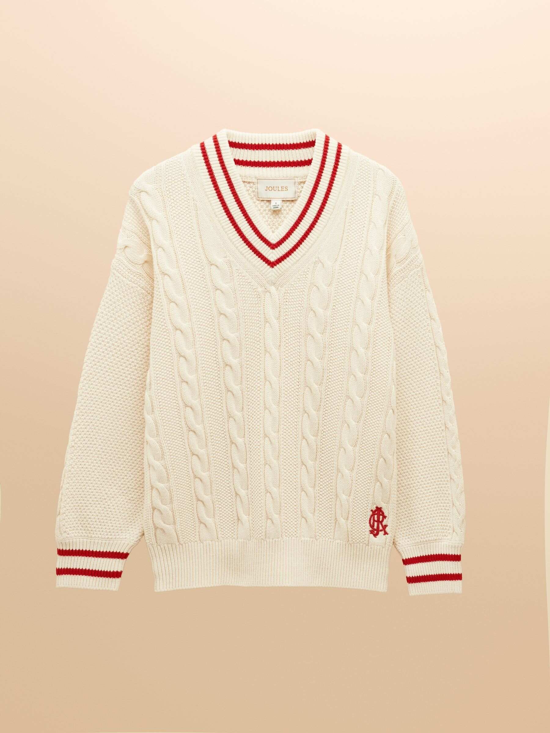 Dibbly Cream Cotton Cable Knit Cricket Jumper