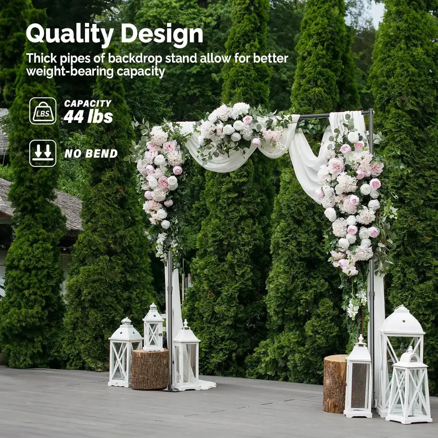 8x10ft Adjustable Photo Backdrop Stand Kit, Heavy-Duty Steel Background Support Stand for Studio Shooting, Parties & Wedding Events
