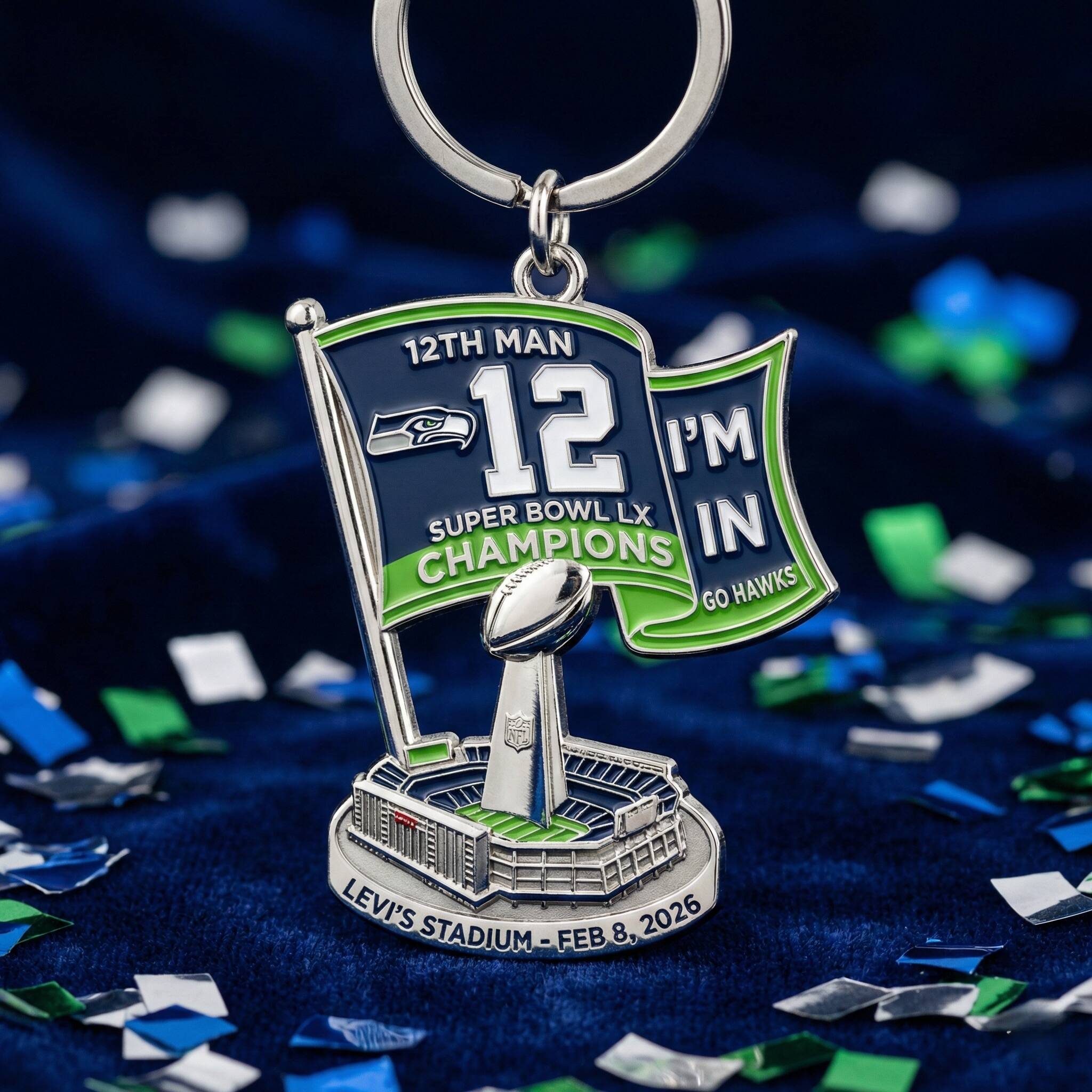 Seattle Seahawks Super Bowl LX Champions Keychain