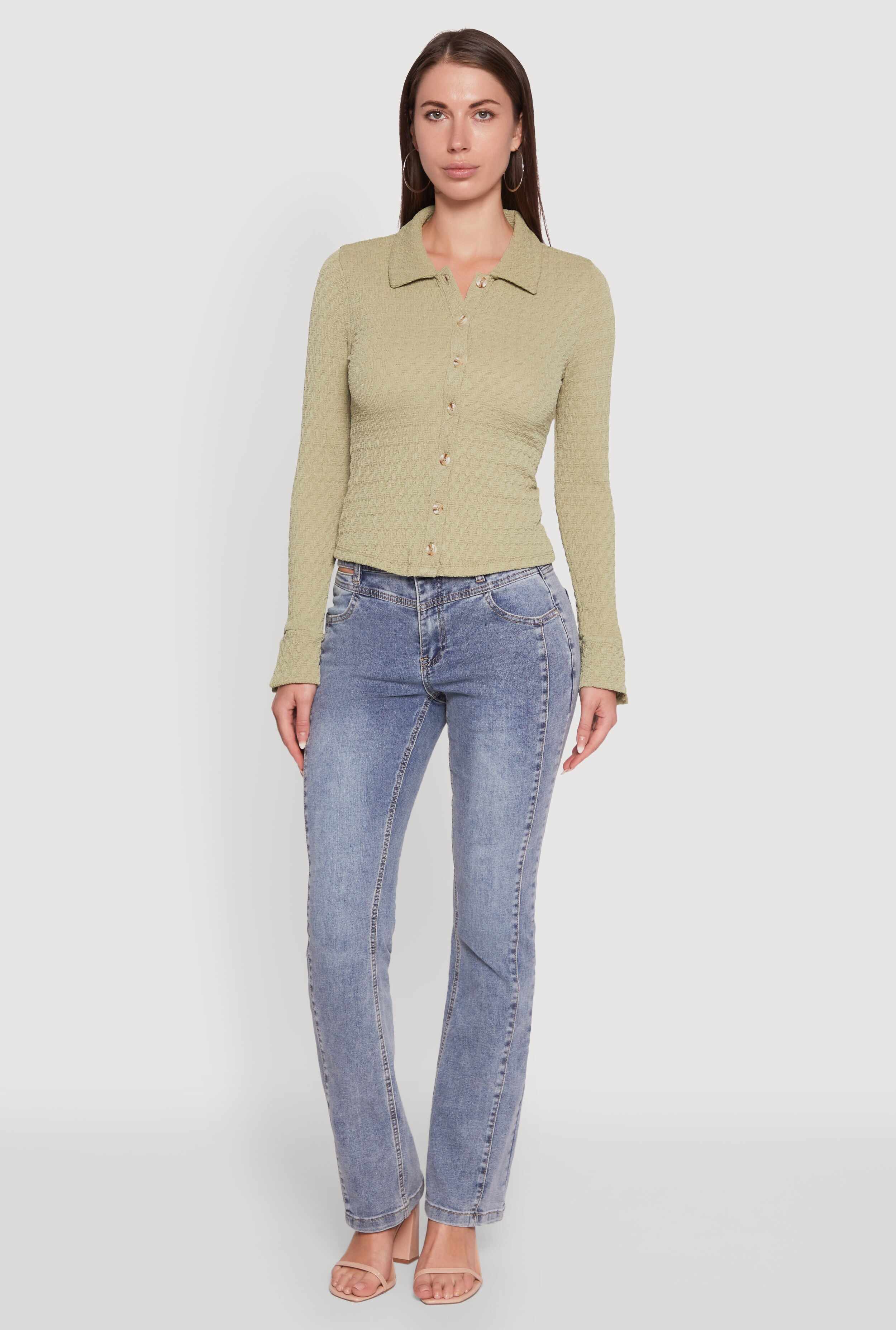 Iris Classic Fit Textured Knit Button Front Shirt