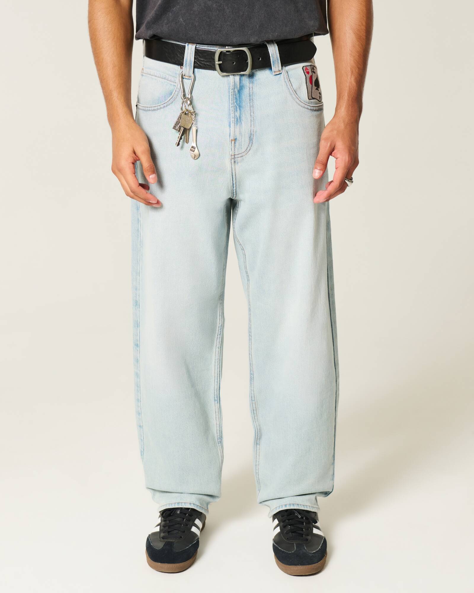 Medium Wash Skater Baggy Jeans