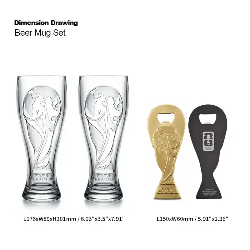 2026 Gift Set!  2 Large Ceramic Beer Mugs & Gold Trophy Opener | Durable Drinkware for Soccer Lovers & Home Bar ️ Reuse