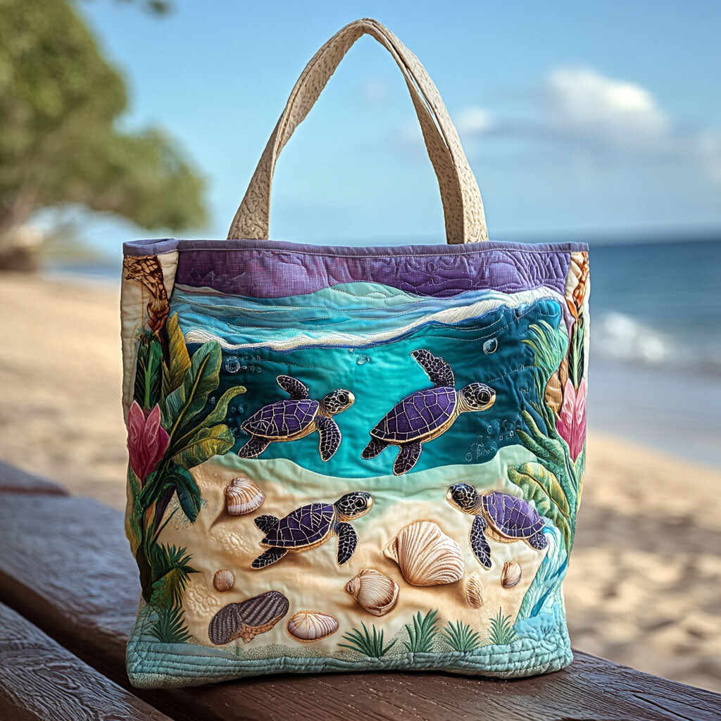 Turtle Quilted Tote Bag