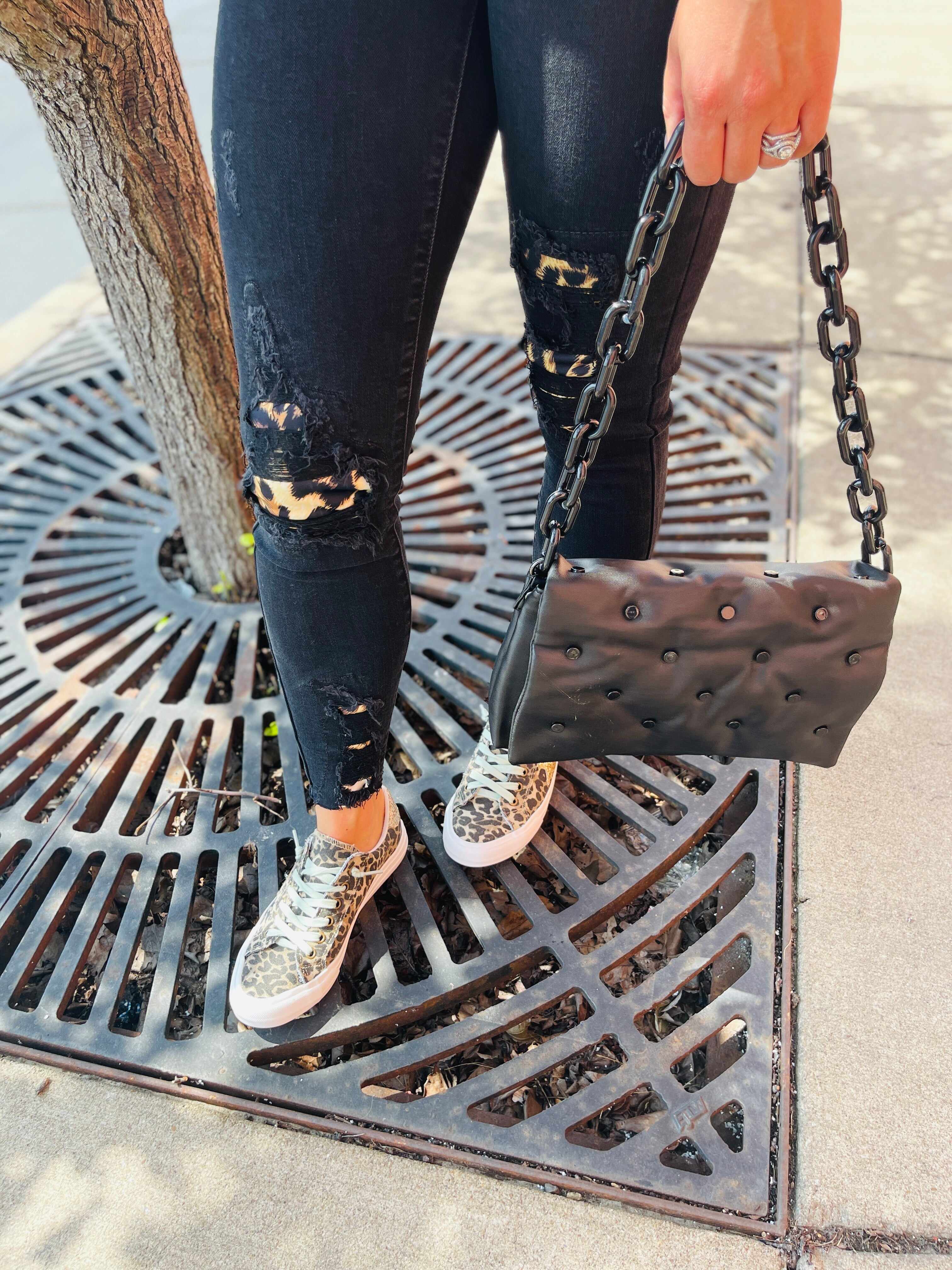 PLUS/REG Pretty Woman Leopard Patch Skinny Jeans