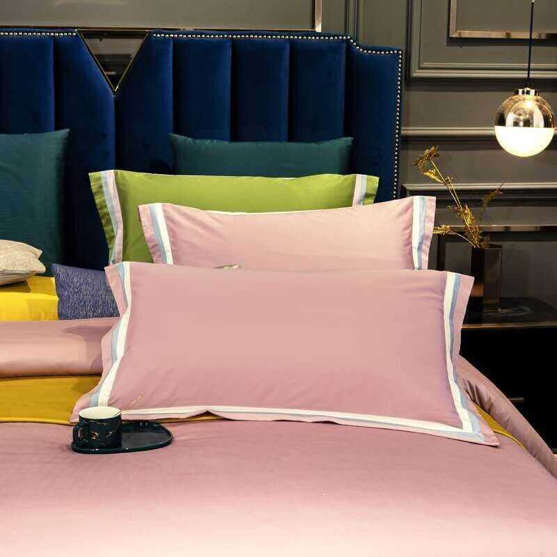 Jadyn Contrasting Double Stripe Border Egyptian Cotton Duvet Cover Set