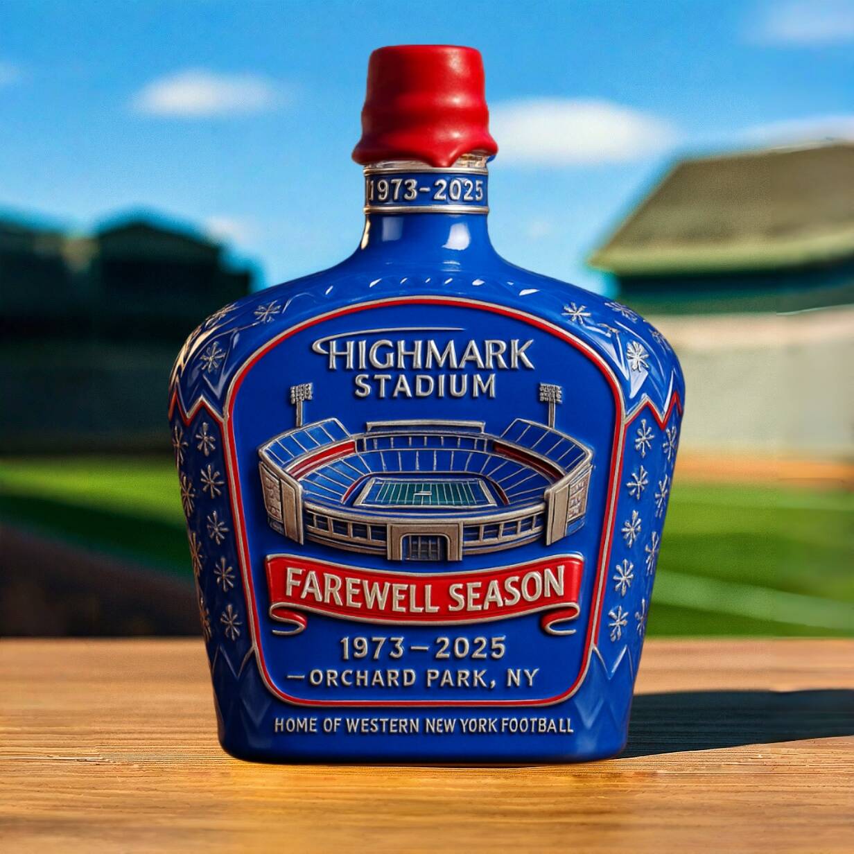 Highmark Stadium Farewell Season Whiskey Bottle