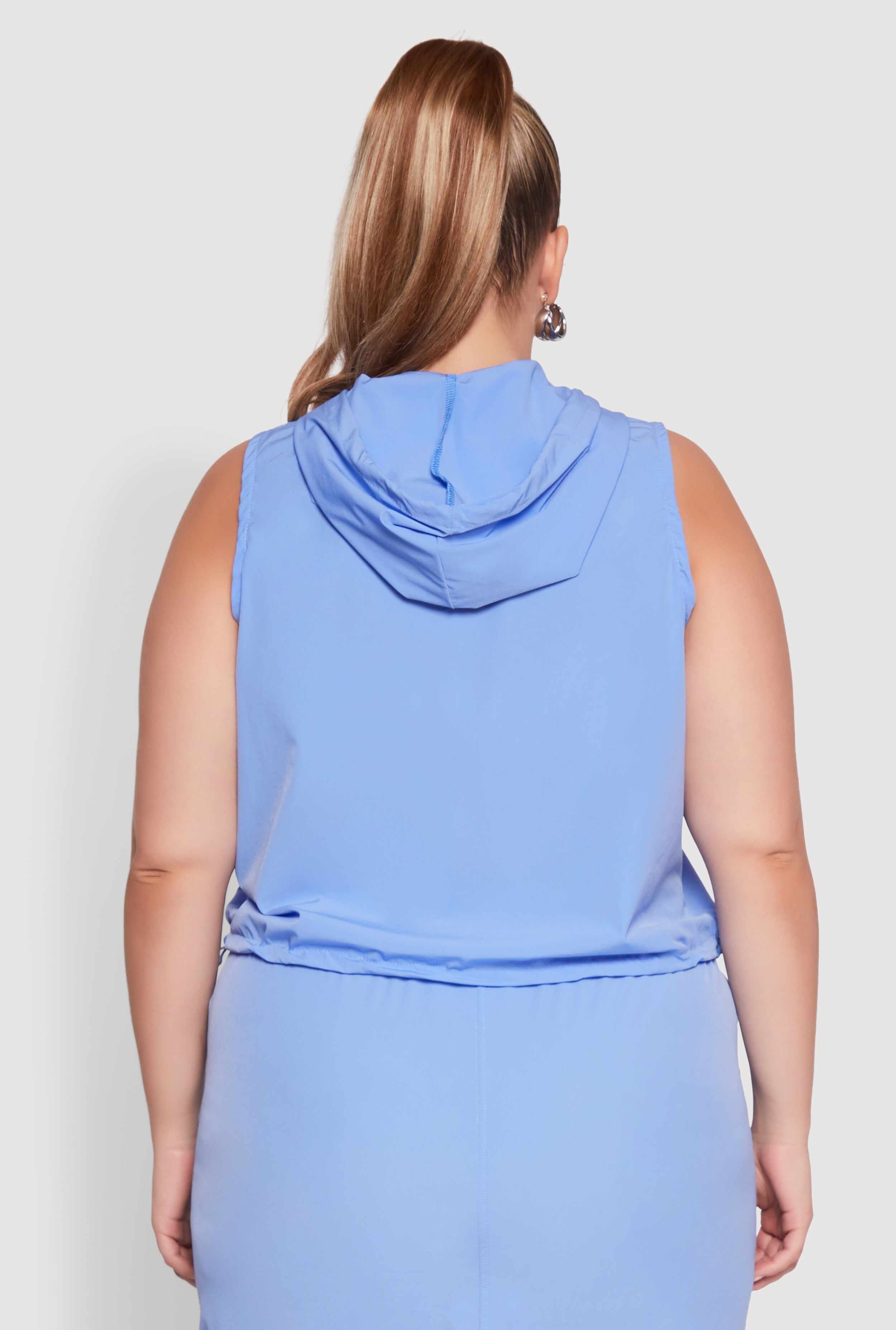 Plus Size Cargo Pocket Windbreaker Vest