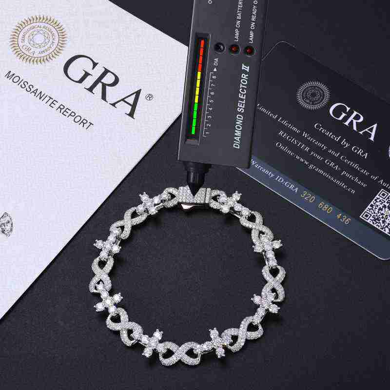 10mm S925 Moissanite Infinity Cross Link Bracelet