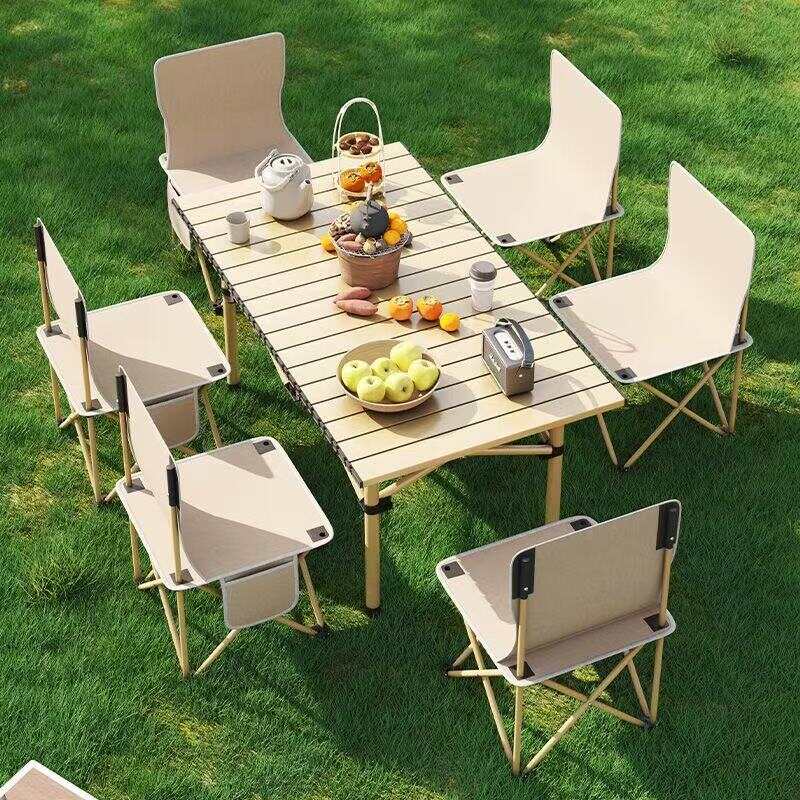 Height Adjustable Portable Camping Egg Roll Table, Waterproof Foldable Outdoor Table for Picnic, Beach, Barbecue and Vendor Stall