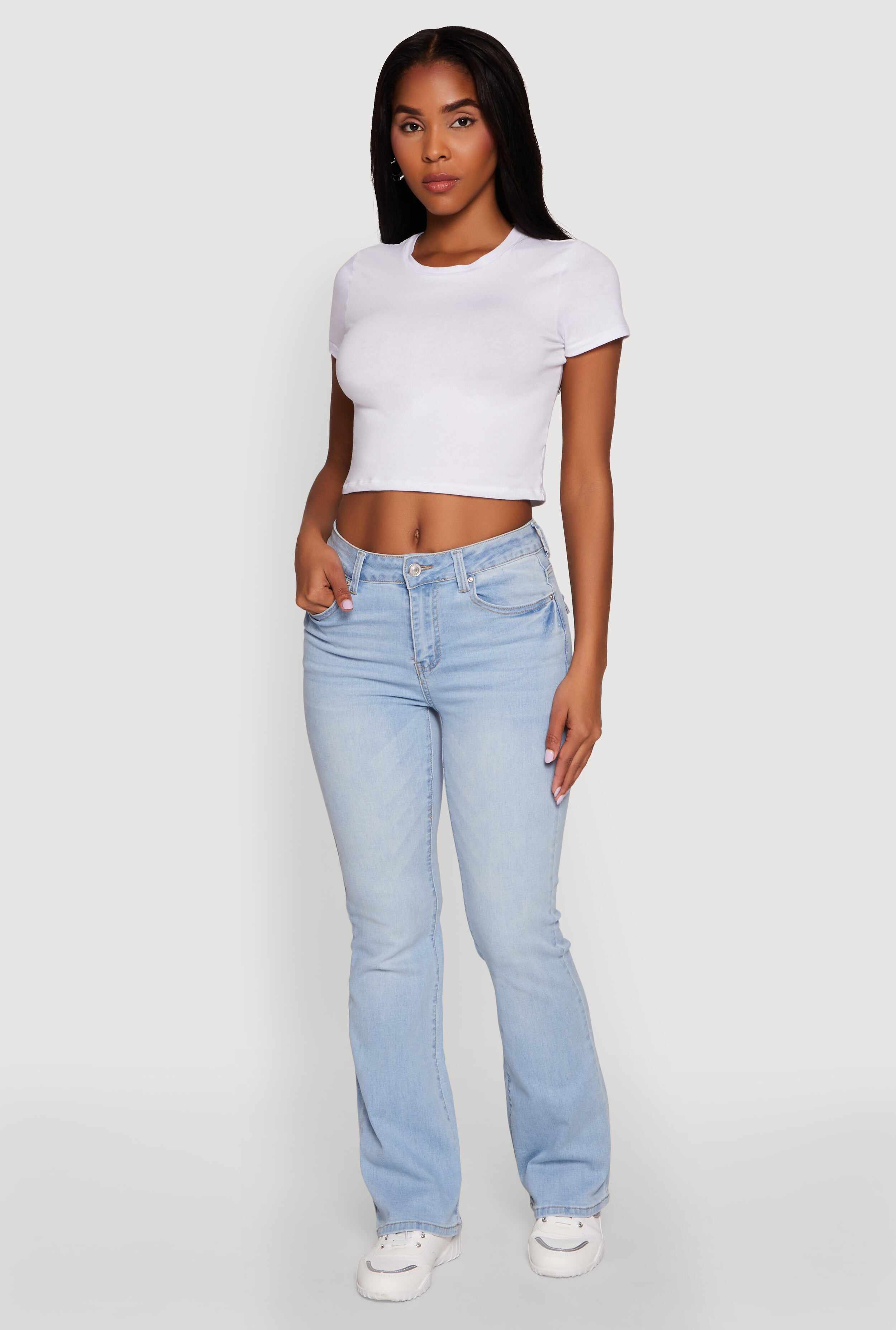 WAX Stretch Flap Pocket Mid Rise Bootcut Jeans