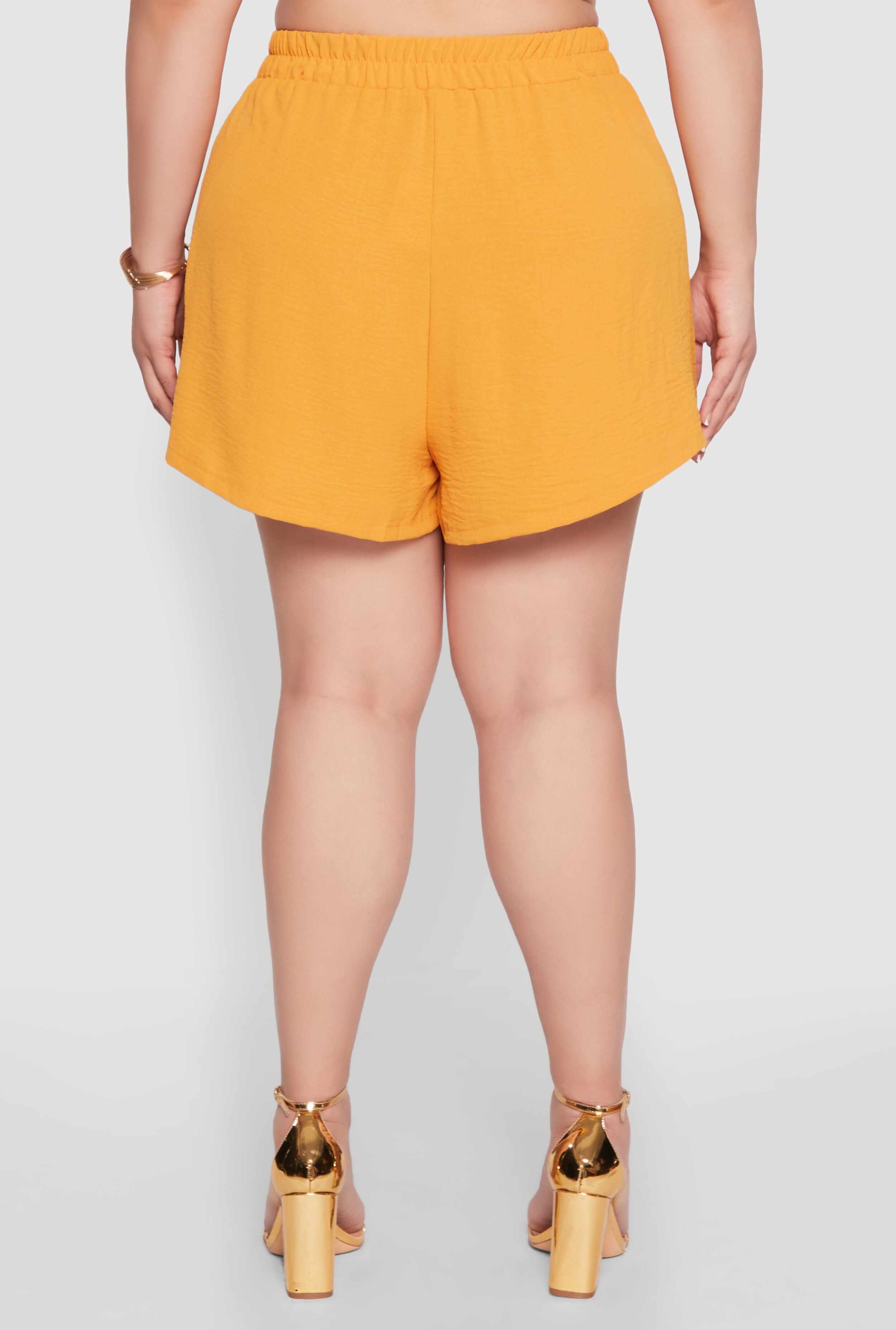 Plus Size Airy Drawstring Detail Shorts