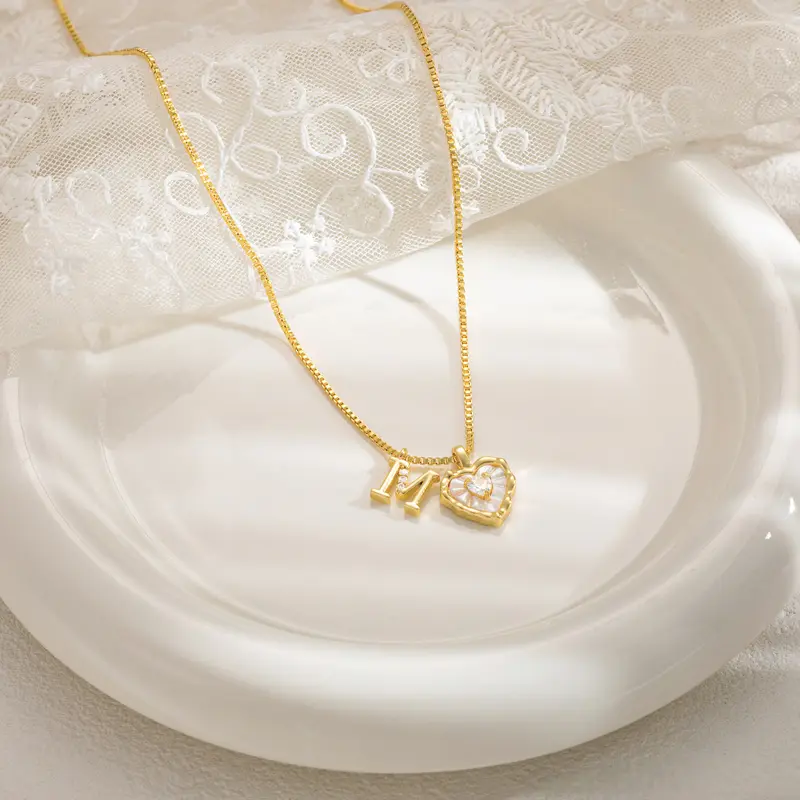 🔥Last Day 69% OFF ✨Gold Shell Heart CZ A-Z Initial Necklace, Valentine's Day Jewelry Gift