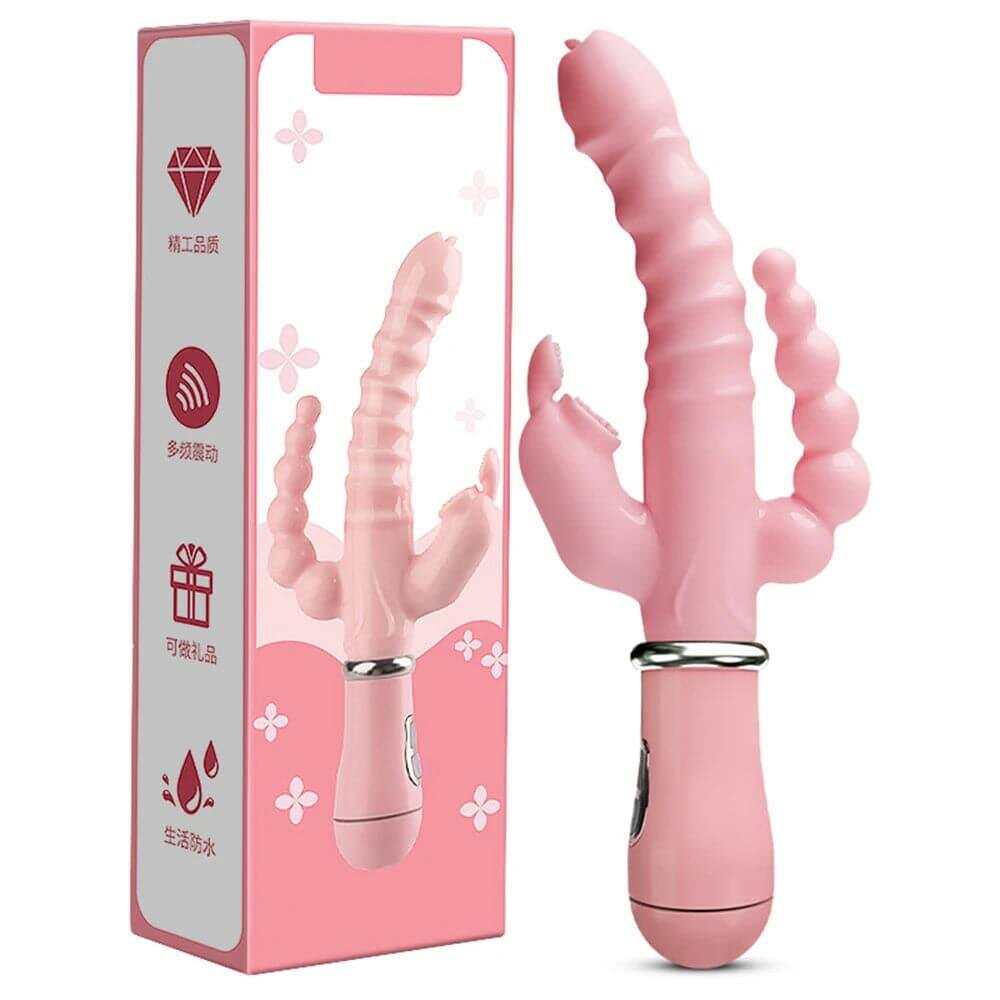 3-in-1 Dildo Vibrator – Tongue Licking, G-Spot & Clit Stimulator