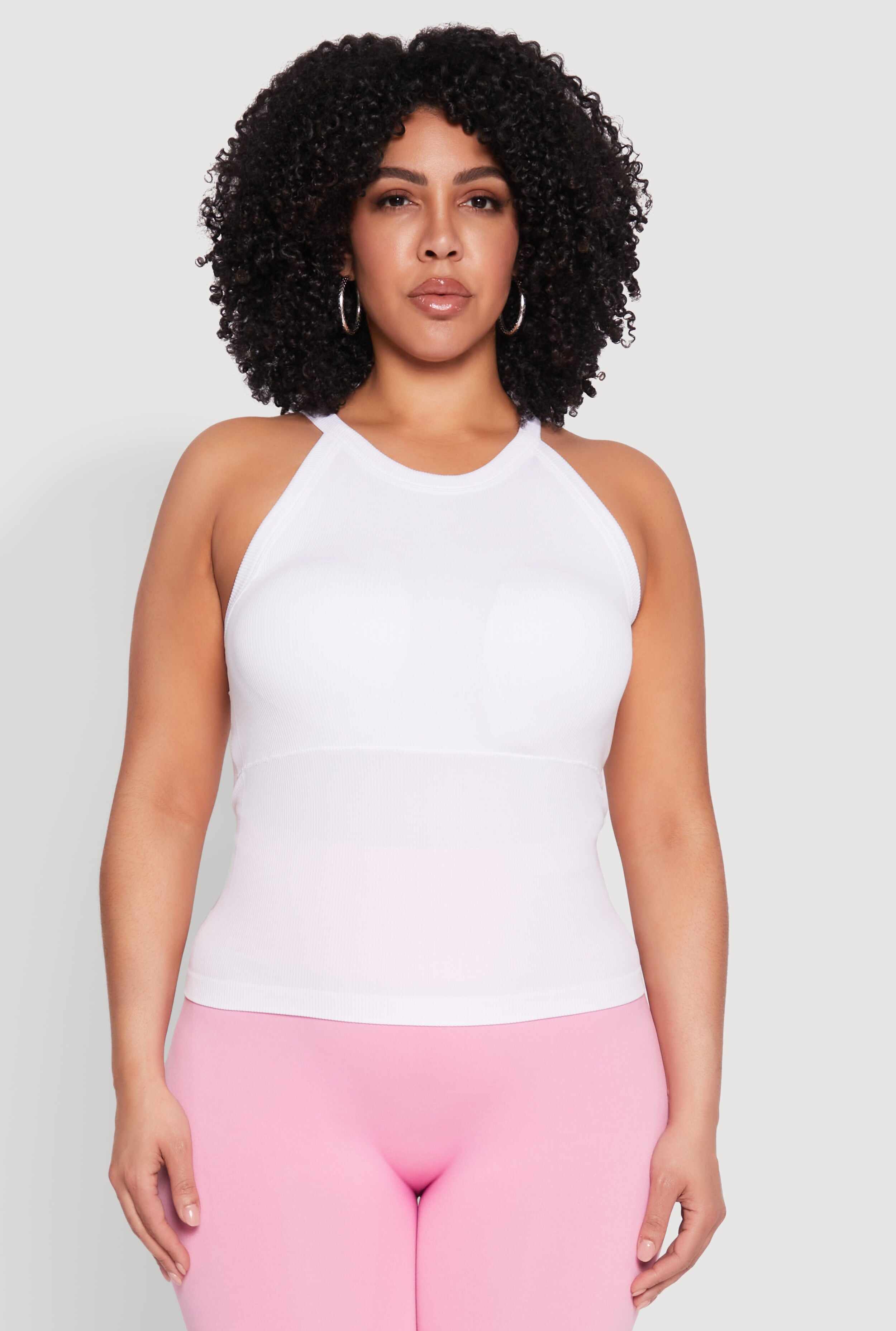 Plus Size Seamless High Neck Tank Top