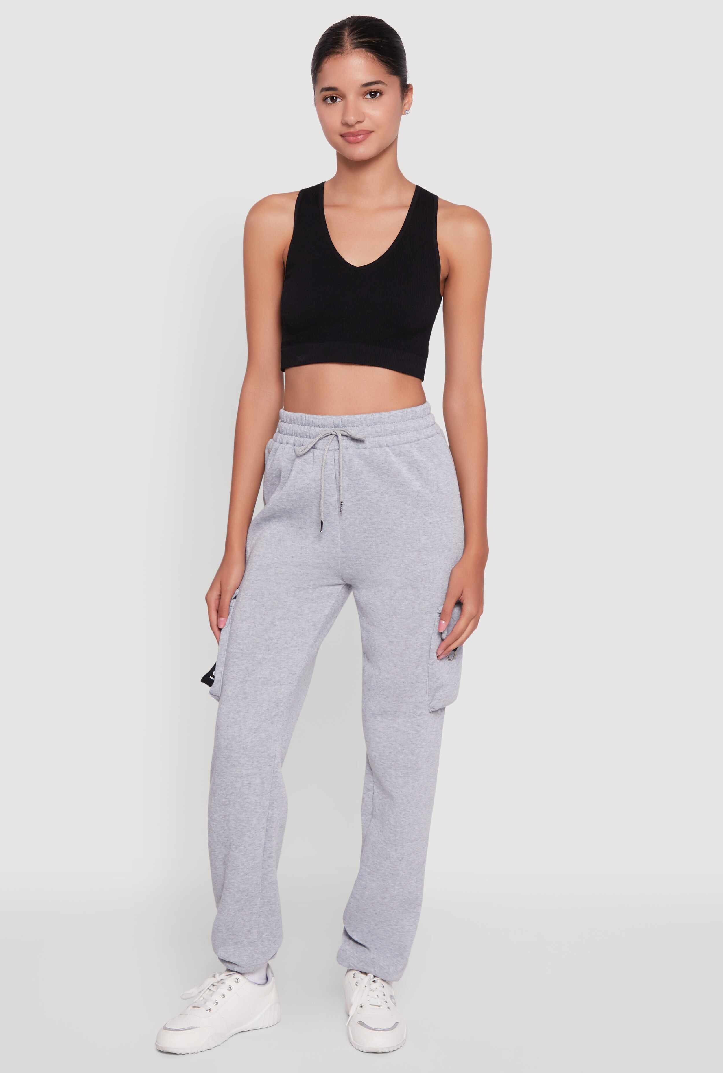 High Waisted Love Graphic D Ring Closure Cargo Sweatpants