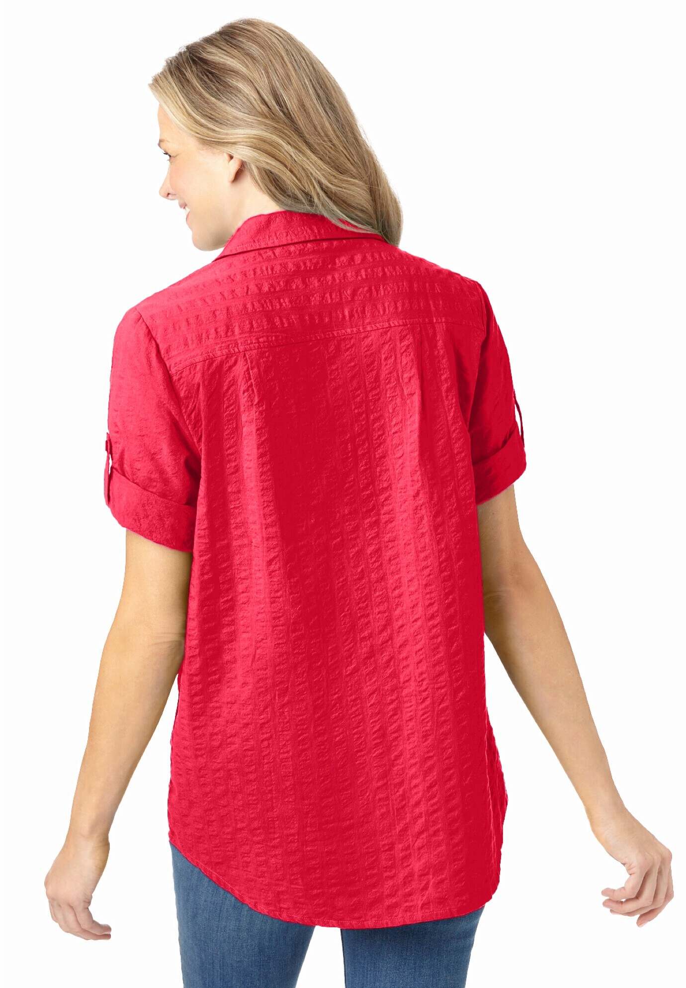 Short-Sleeve Button Down Seersucker Shirt
